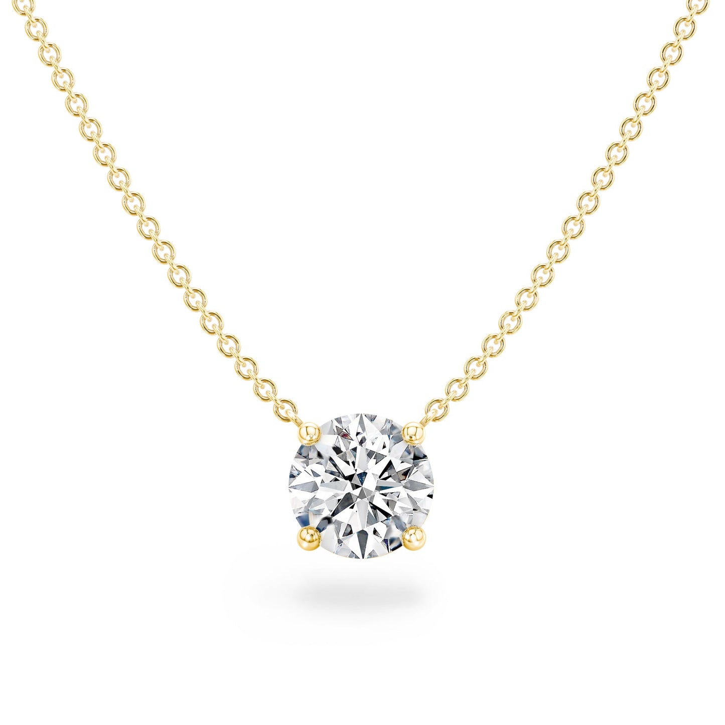 MK 14K Yellow Gold pendant featuring a 3.03 ct lab-grown round diamond in a link design.