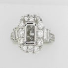 Lady's White Polished 18 Karat Engagement Ring Size 6 4=0.35tw Baguette Diamonds
32=0.76tw Round Diamonds