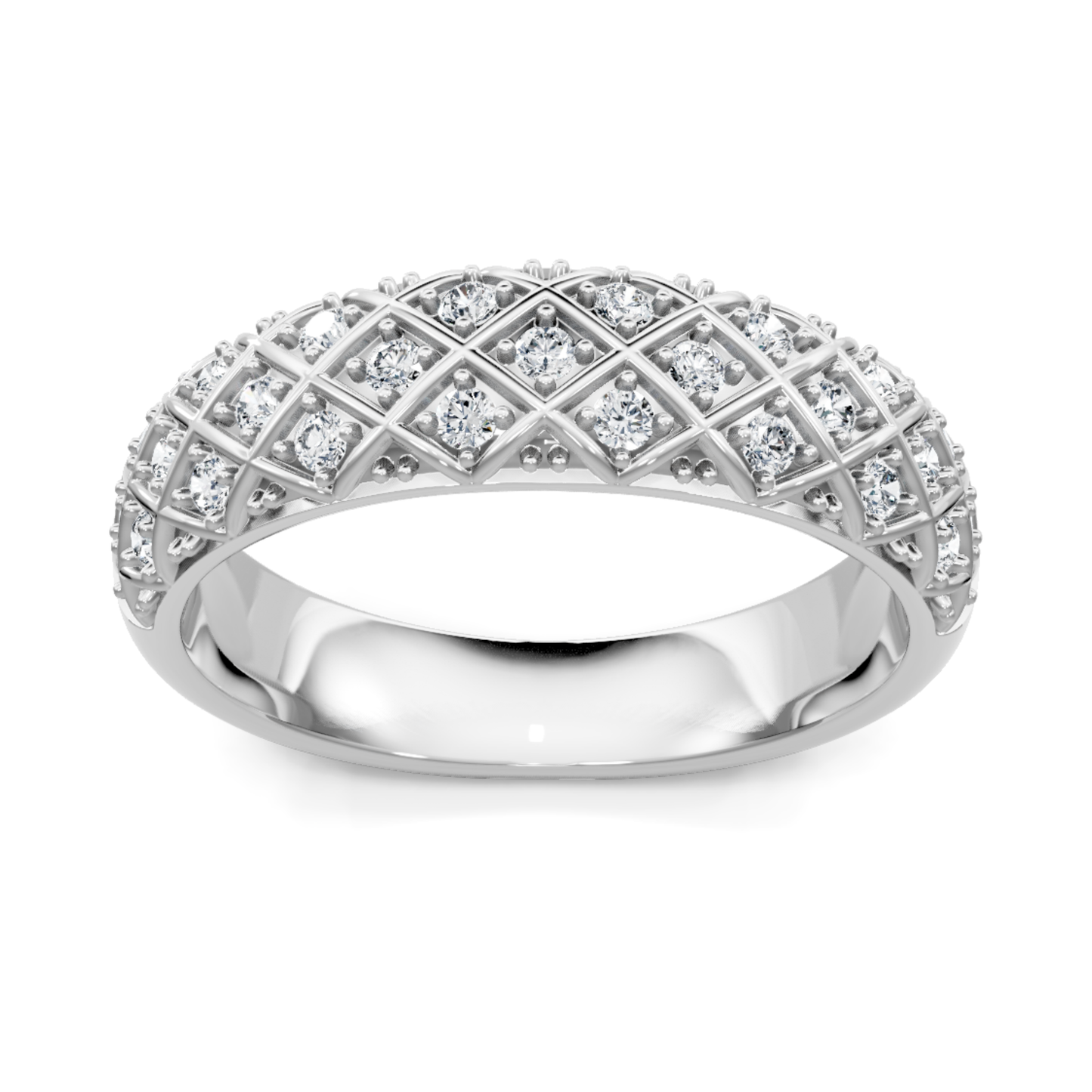 Imagine Bridal 14K White Gold Round Diamond Comfort Fit Wedding Band 0.33ct