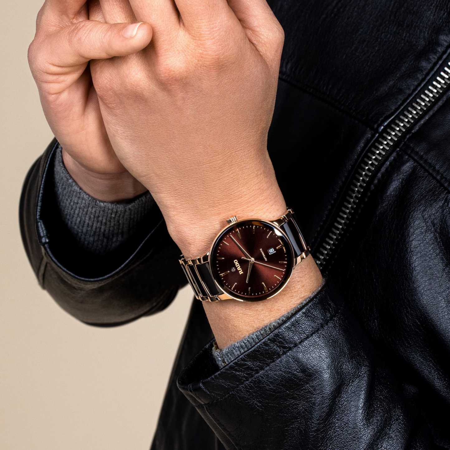 Rado Centrix Automatic Two-Tone Rose-Gold Colored Dial Stainless Steel Men’s Watch 39.5mm