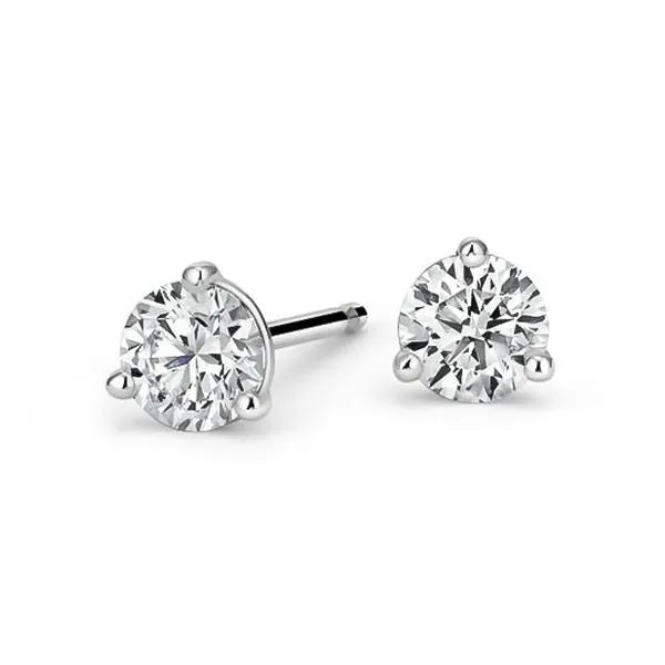 MRJ Stud Earrings in 14K White Gold with Round Brilliant Diamonds. These earrings offer total weight 1.72 ctw, Push Back closure.