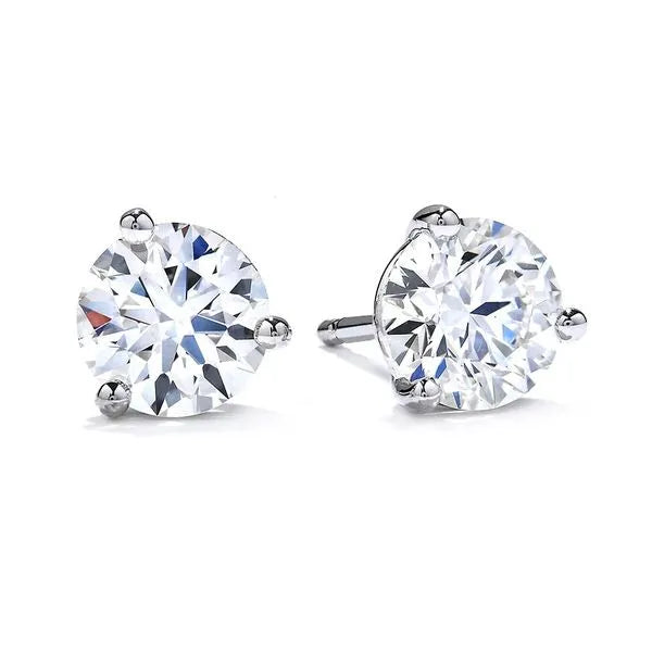MRJ Stud Earrings in 14K White Gold with Round Brilliant Diamonds. These earrings offer total weight 2.45 ctw, Push Back closure.