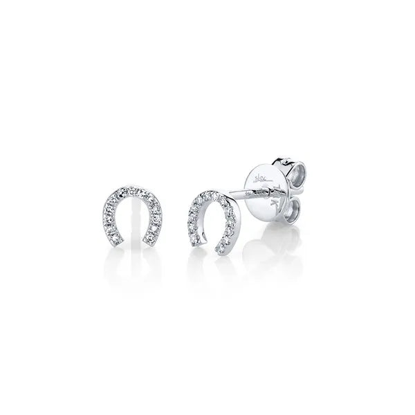 Shy Creation Stud Earrings in 14K Gold with Round Diamonds in a Pavé design. These earrings offer total weight 0.06 ctw.