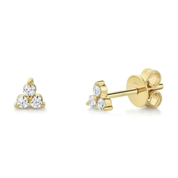 Shy Creation Stud Earrings in 14K Gold featuring Diamonds.