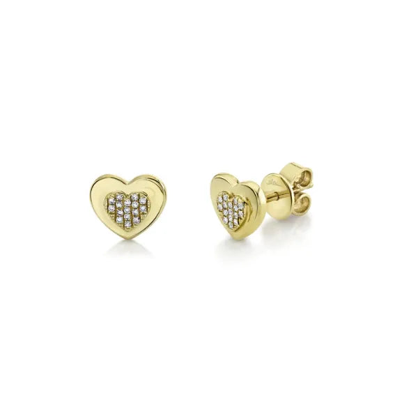 Shy Creation Stud Earrings in 14K Yellow Gold with Round Diamonds. These earrings offer total weight 0.06 ctw.