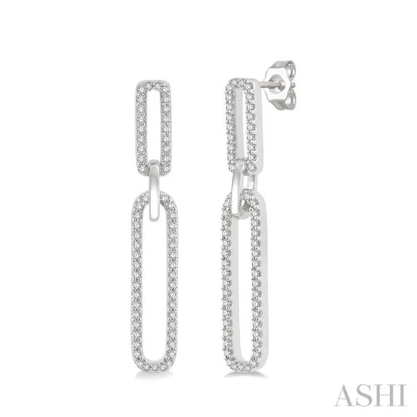Ashi Drop Earrings in 14K White Gold with Round Brilliant Diamonds in a Prong design. These earrings offer total weight 0.33 ctw.