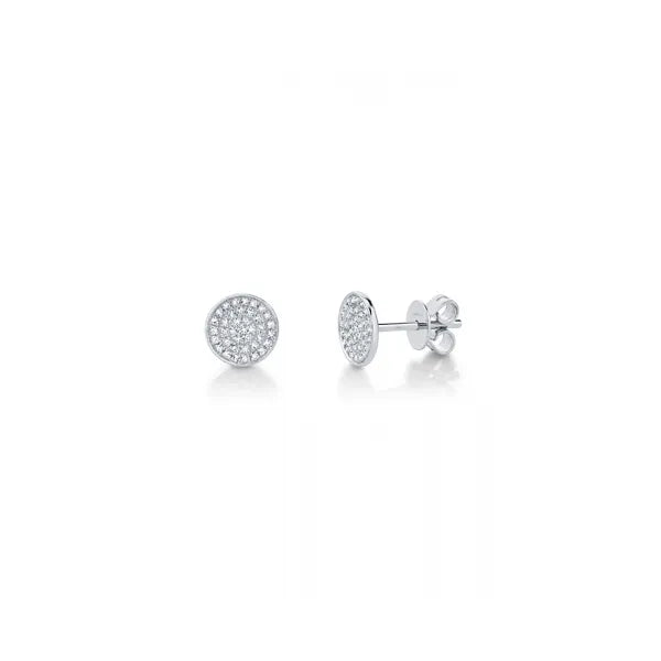 Shy Creation Stud Earrings in 14K Gold with Round Diamonds. These earrings offer total weight 0.17 ctw.