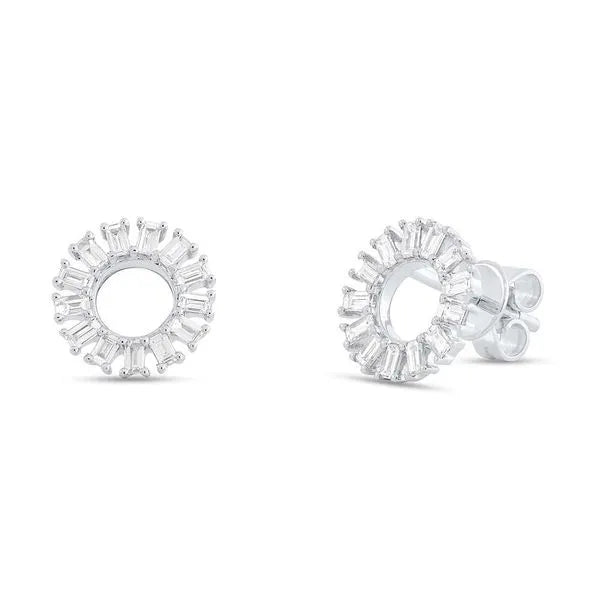 Shy Creation Stud Earrings in 14K Gold with Round Diamonds. These earrings offer total weight 0.49 ctw.