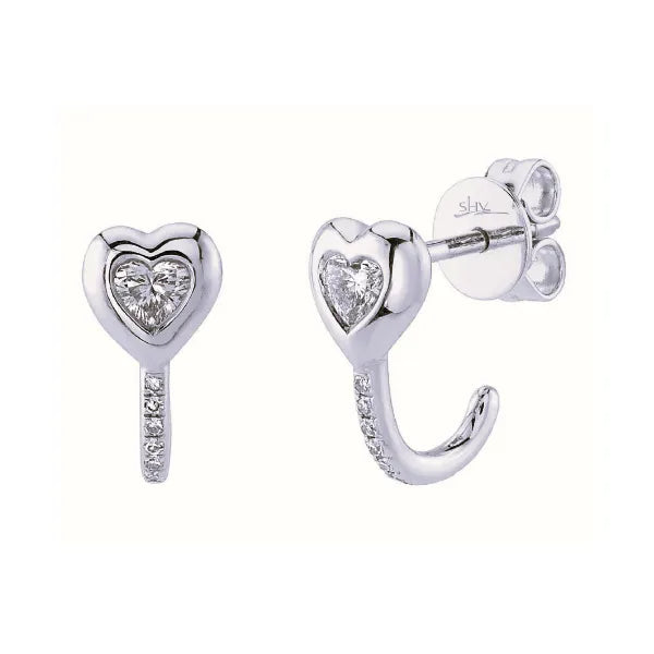 Shy Creation Huggies Earrings with Round Diamonds. These earrings offer total weight 0.23 ctw, Hinged Huggie closure.
