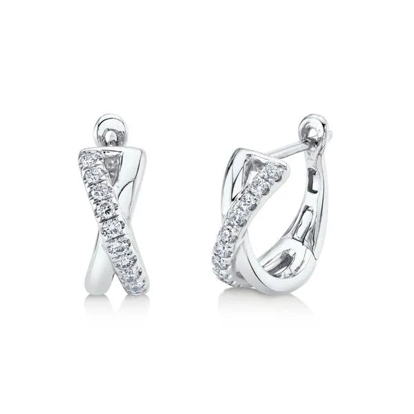 Shy Creation Huggies Earrings with Round Diamonds. These earrings offer Hinged Huggie closure.