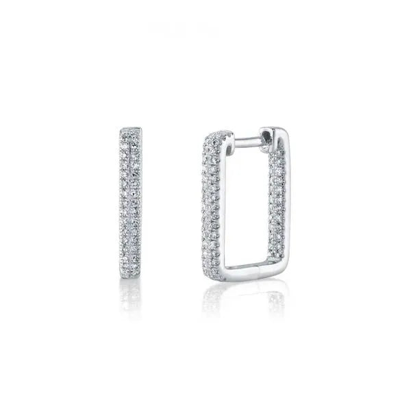 Shy Creation Small Hoop Earrings with Round Diamonds. These earrings offer total weight 0.27 ctw.