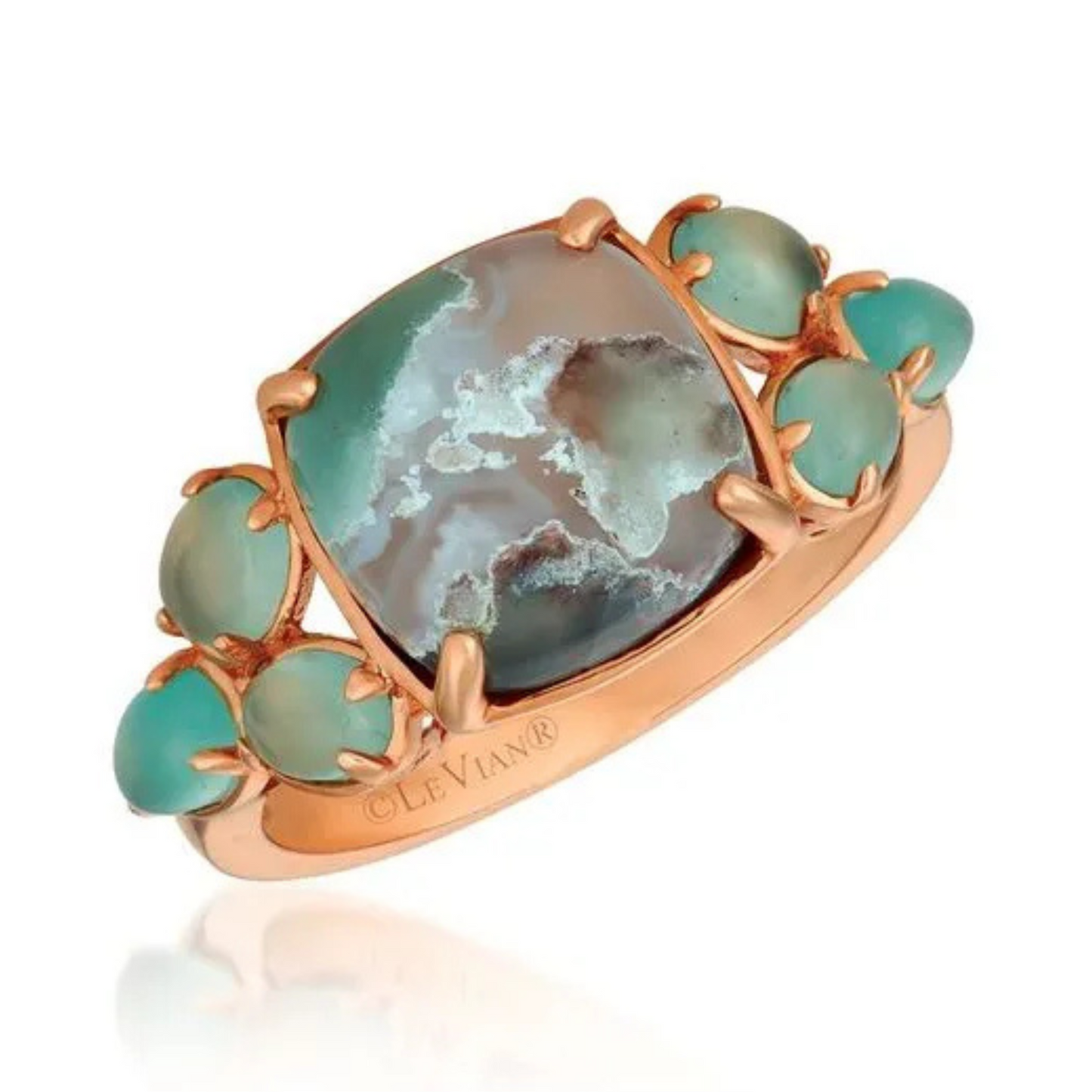 Le Vian 14K Strawberry Gold Peacock Aquaprase Ring 3.75ct