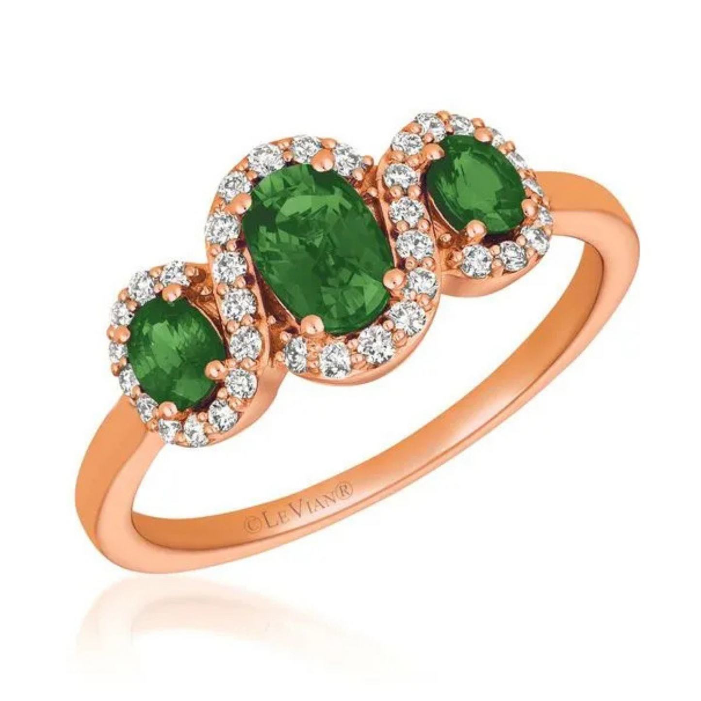 Le Vian 14K Strawberry Gold Costa Smeralda Emerald & Vanilla Diamond Ring 0.625ct