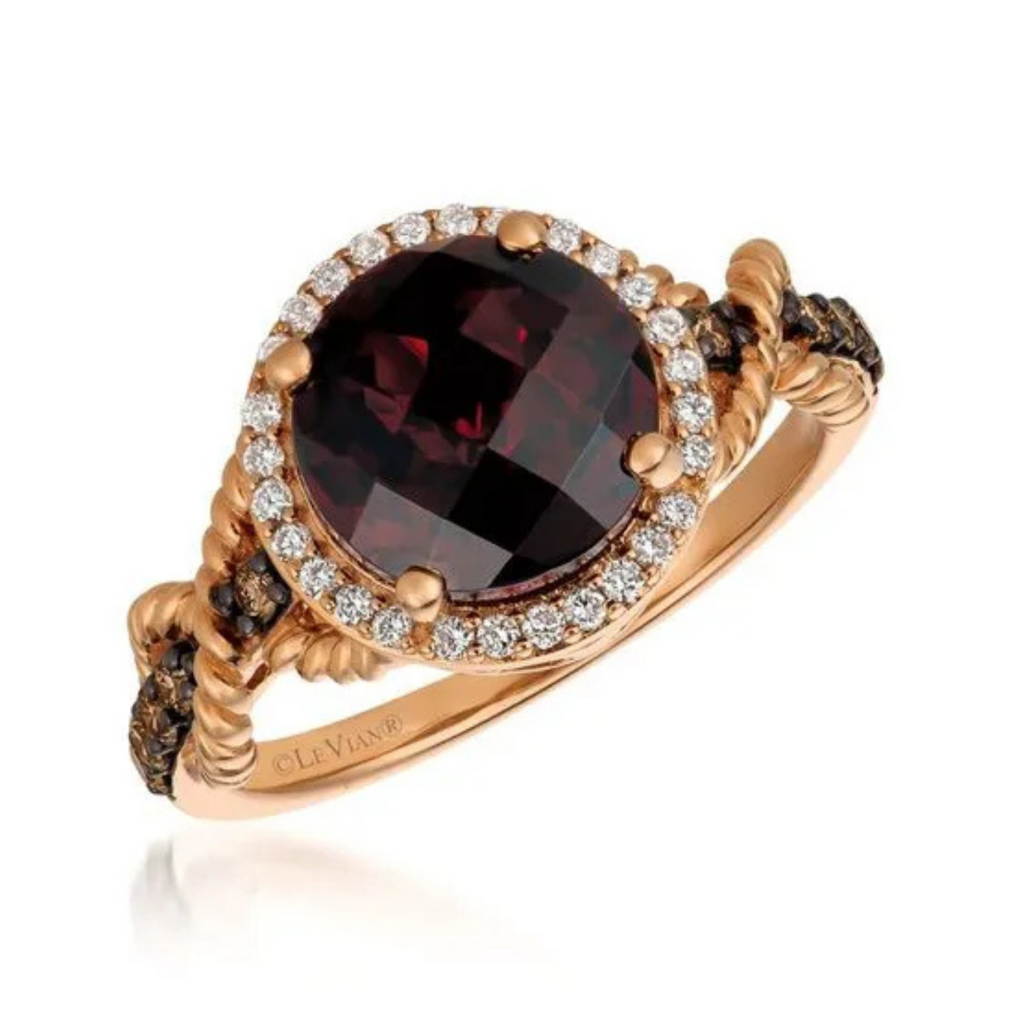 Le Vian 14K Strawberry Gold Chocolatier Pomegranate Garnet & Diamond Ring 3.07ct