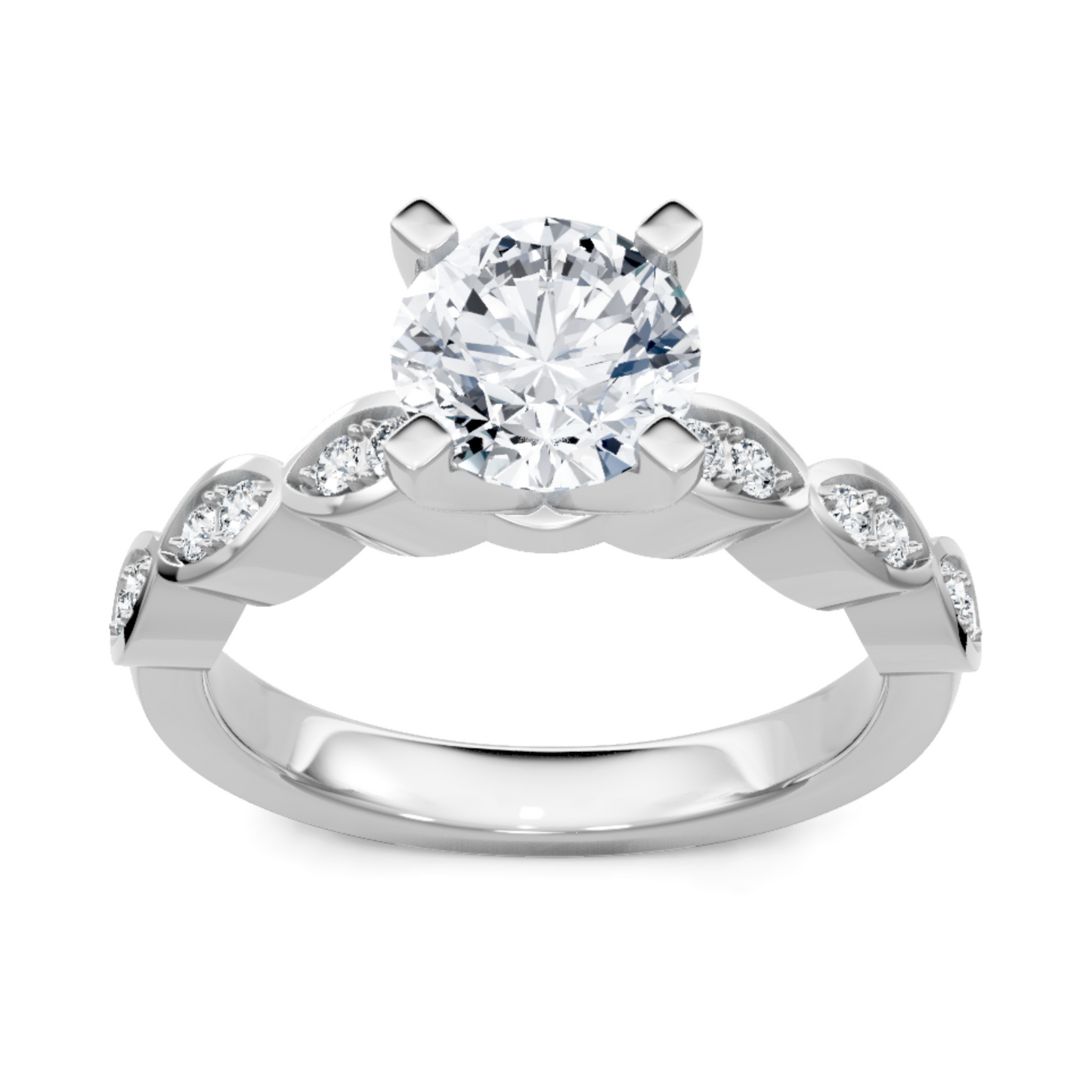 Imagine Bridal 14K White Gold Round Diamond Engagement Ring 0.17ct