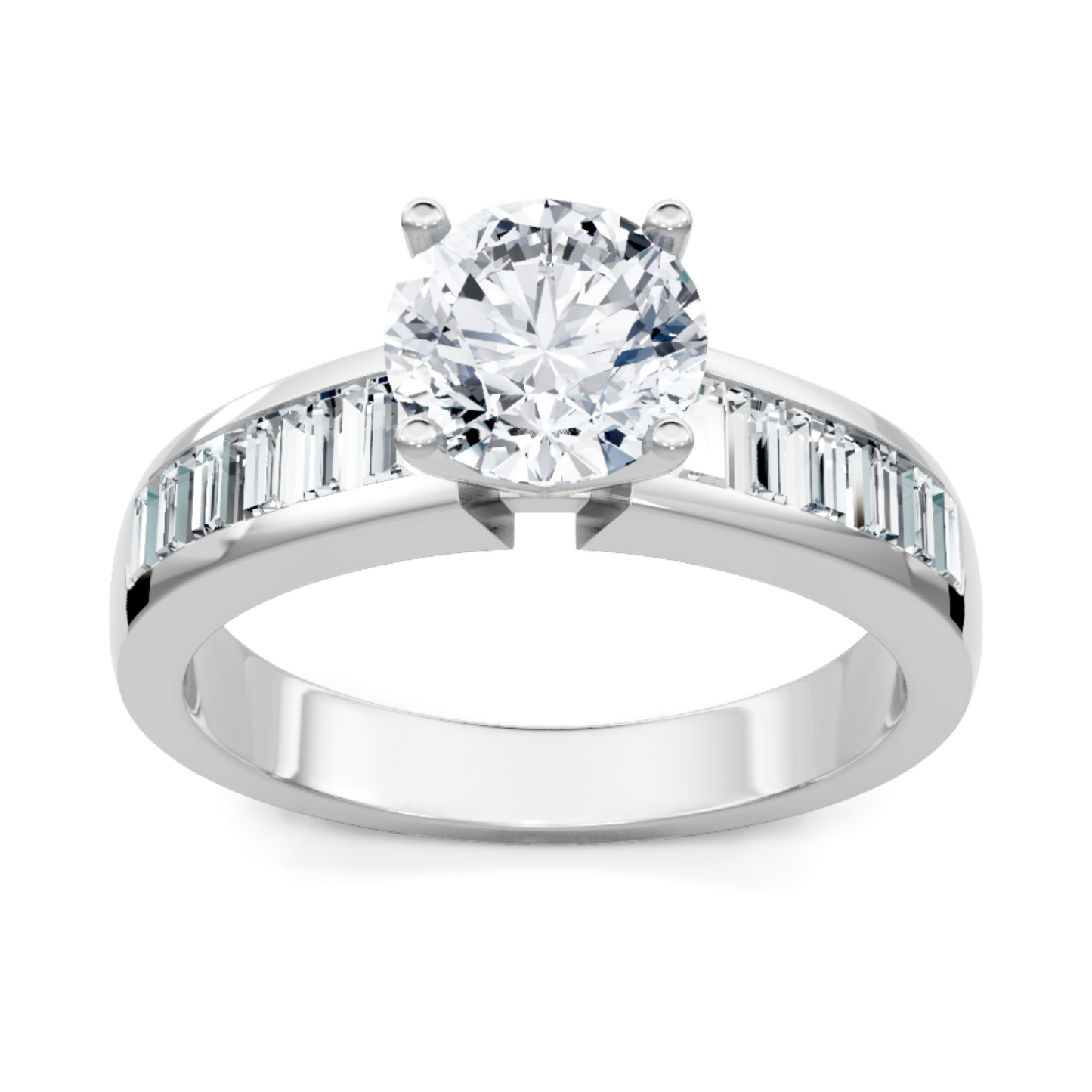 Imagine Bridal 14K White Gold Baguette Diamond Engagement Ring 0.40ct