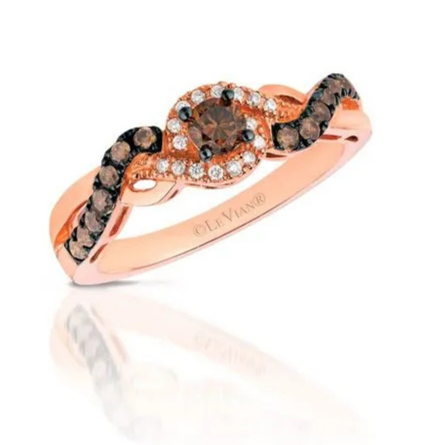 Le Vian 14K Strawberry Gold Chocolate and Vanilla Diamond Ring 0.38ct