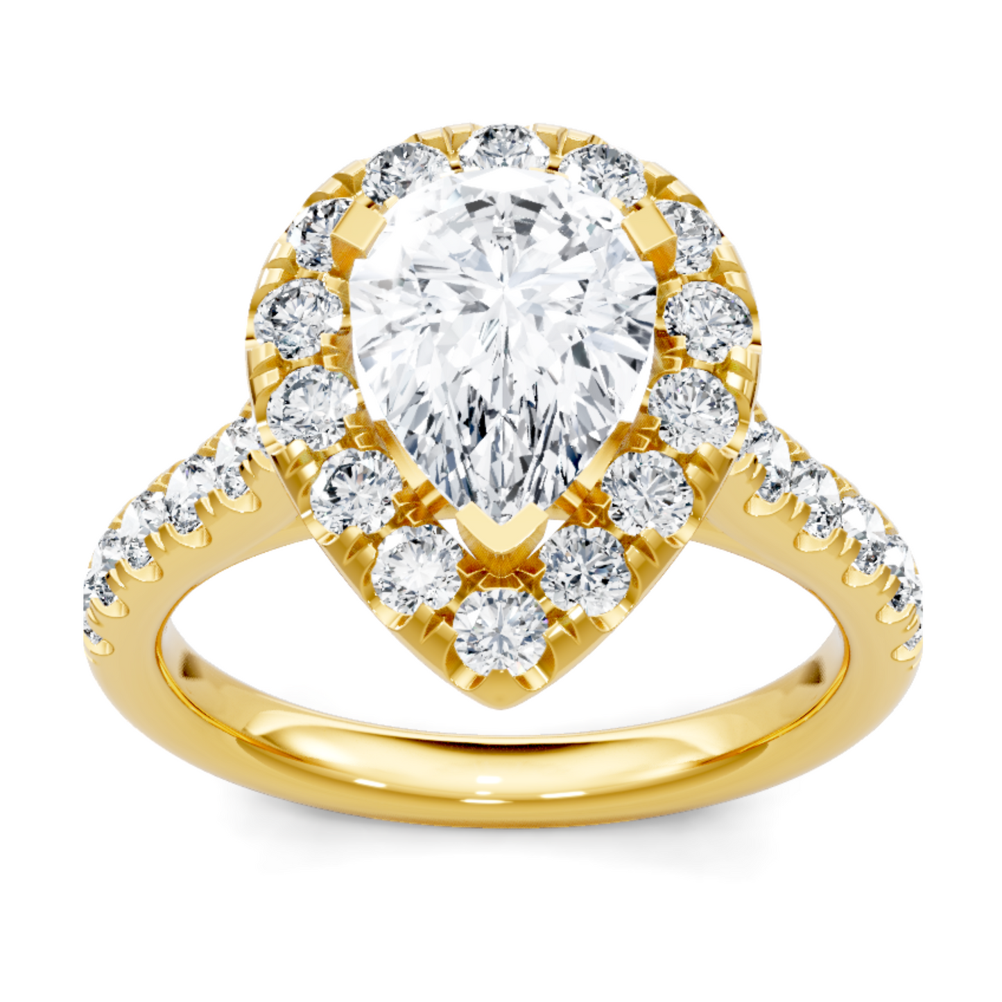 Imagine Bridal 14K Yellow Gold Pear Diamond Engagement Ring 0.75ct