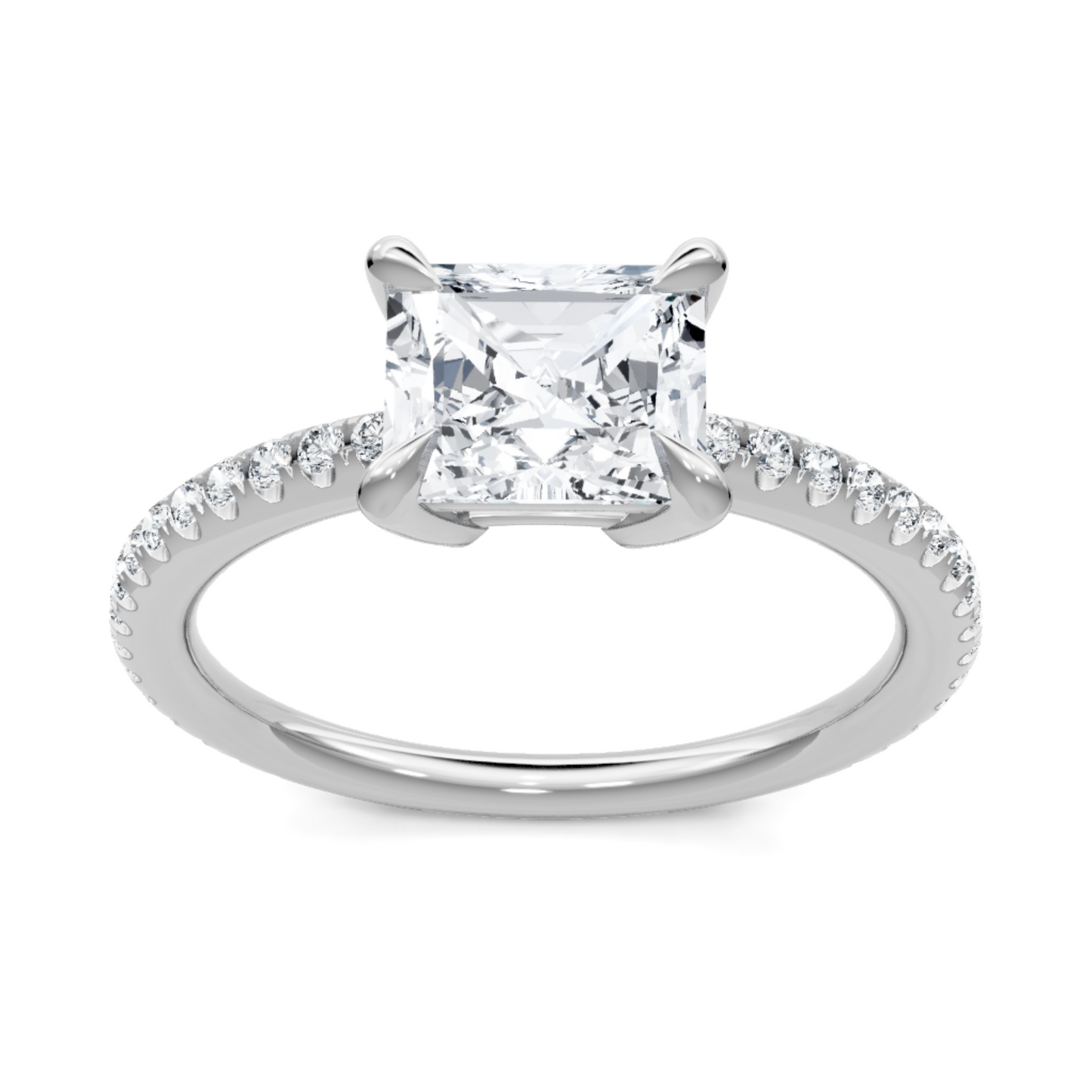 Imagine Bridal 14K White Gold Emerald Diamond Engagement Ring 0.25ct