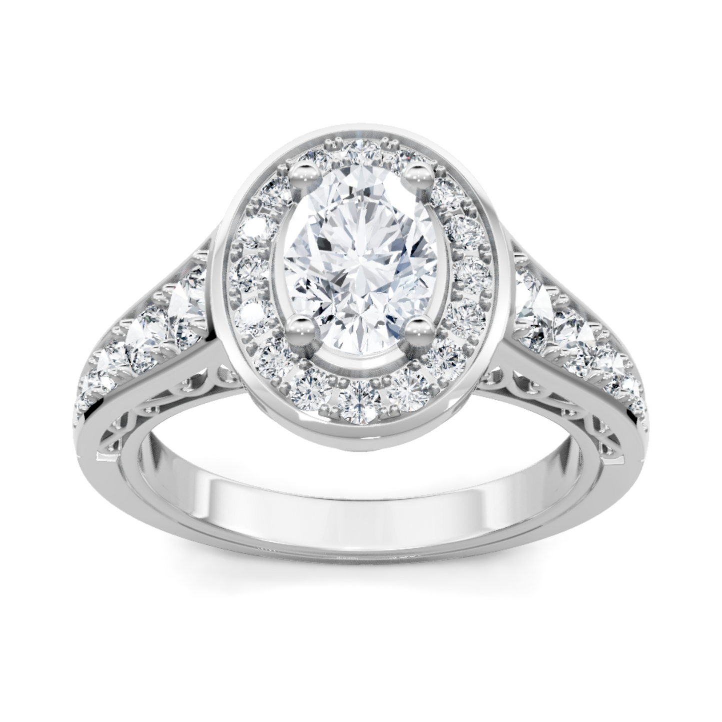 Imagine Bridal 14K White Gold Oval Diamond Engagement Ring 0.75ct