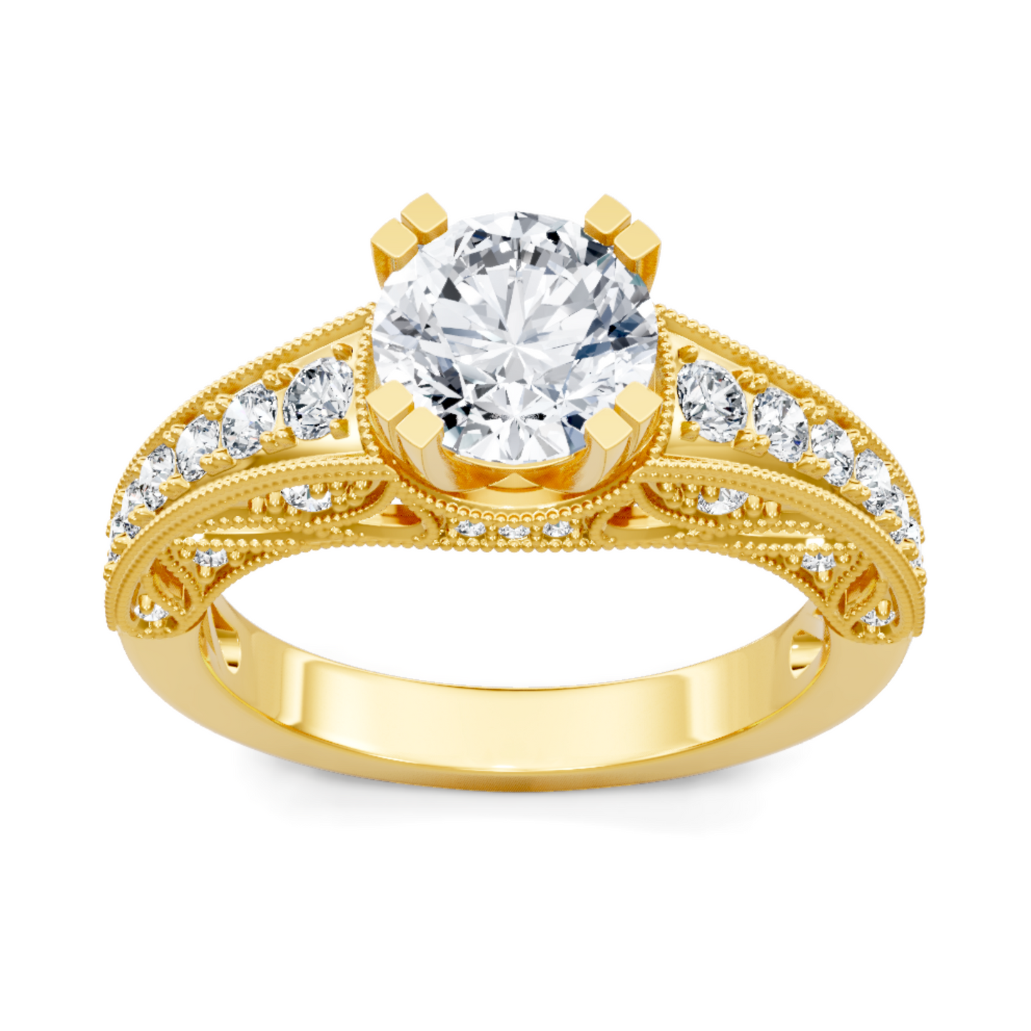Imagine Bridal 14K Yellow Gold Round Diamond Engagement Ring 0.33ct