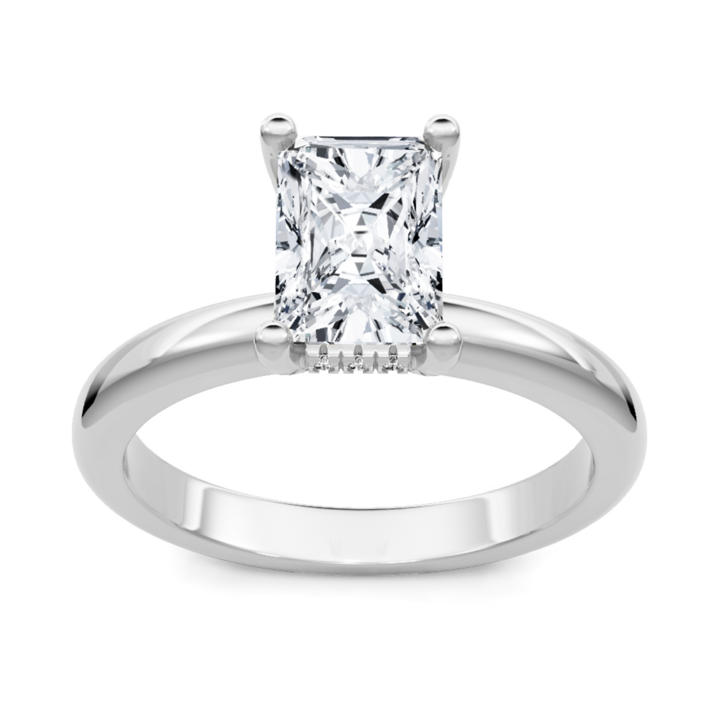 Imagine Bridal 14K White Gold Emerald Diamond Engagement Ring 0.10ct