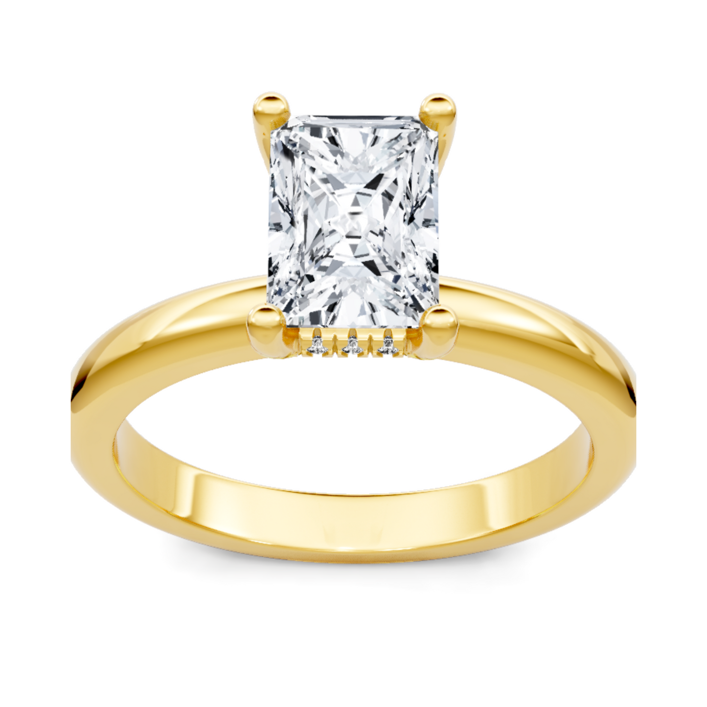 Imagine Bridal 14K Yellow Gold Emerald Diamond Engagement Ring 0.10ct