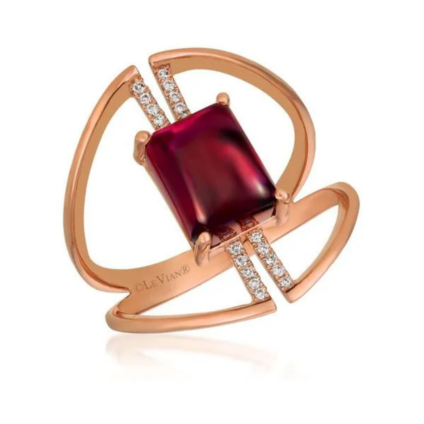 Le Vian 14K Strawberry Gold Raspberry Rhodolite & Vanilla Diamond Ring 3.333ct