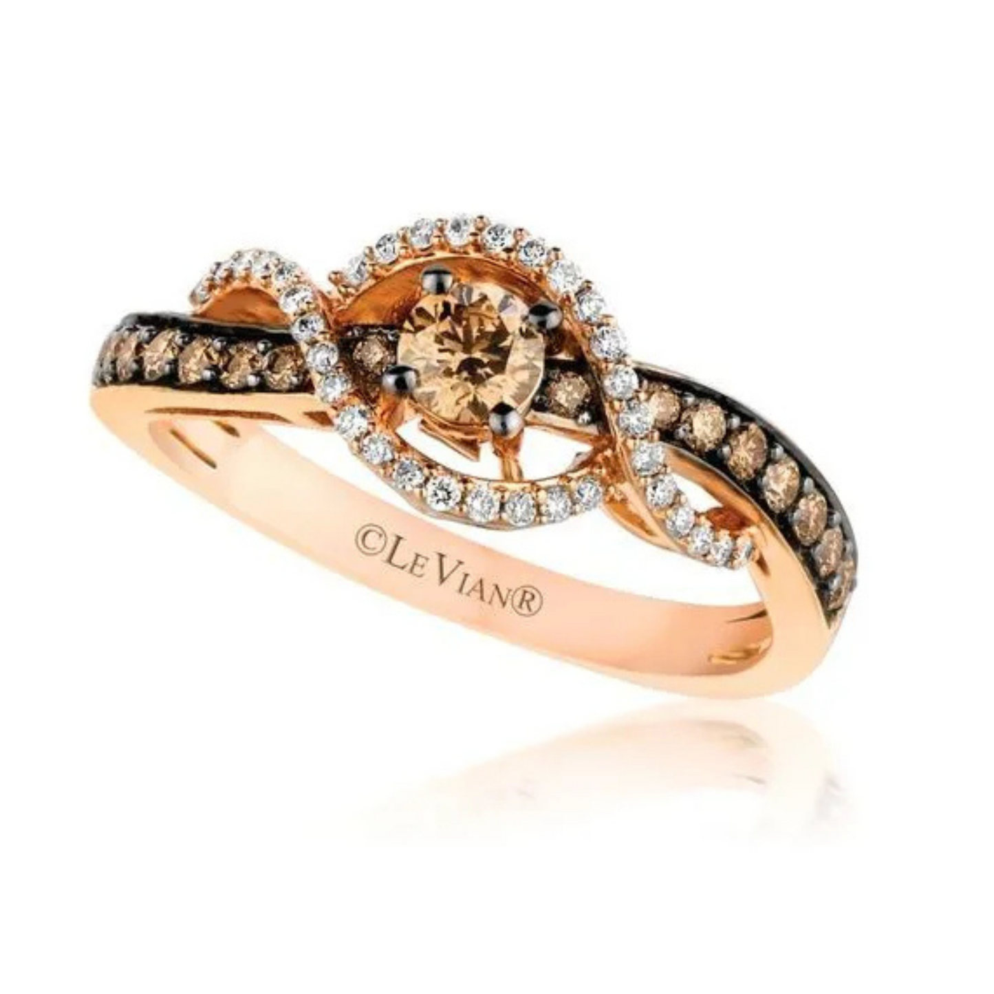 Le Vian 14K Strawberry Gold Chocolate & Vanilla Diamond Accent Ring 0.62ct