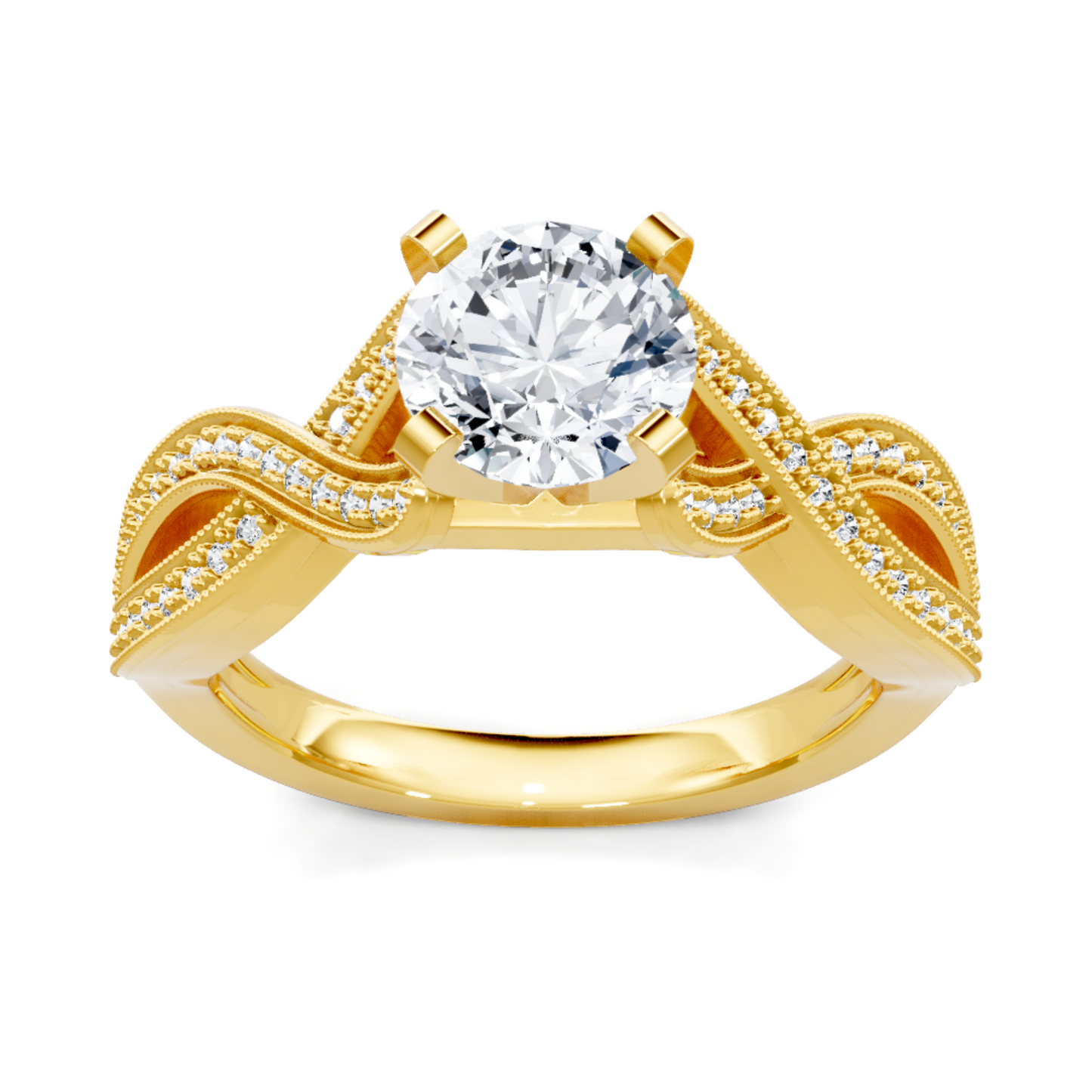Imagine Bridal 14K Yellow Gold Round Diamond Engagement Ring 0.17ct