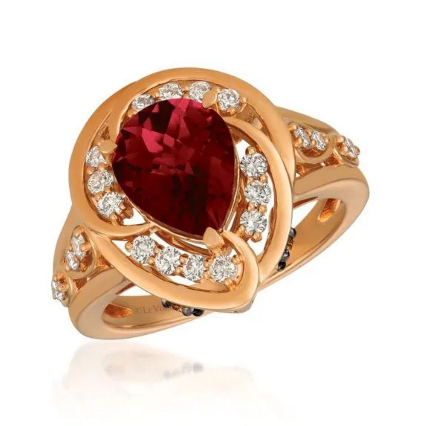 Le Vian 14K Strawberry Gold Pomegranate Garnet, Chocolate & Nude Diamond Ring 2.625ct