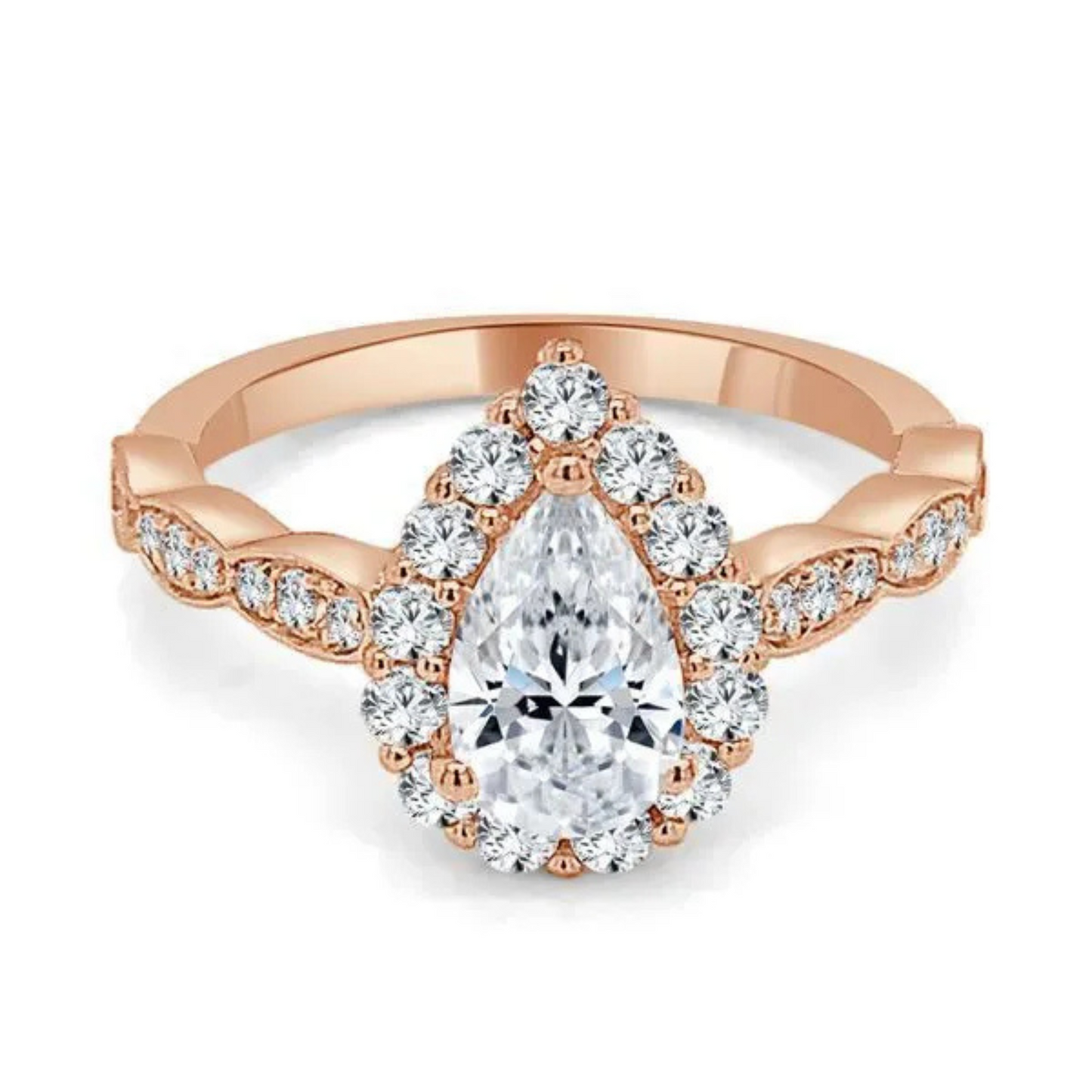Imagine Bridal 14K White Gold Pear Diamond Engagement Ring 0.50ct