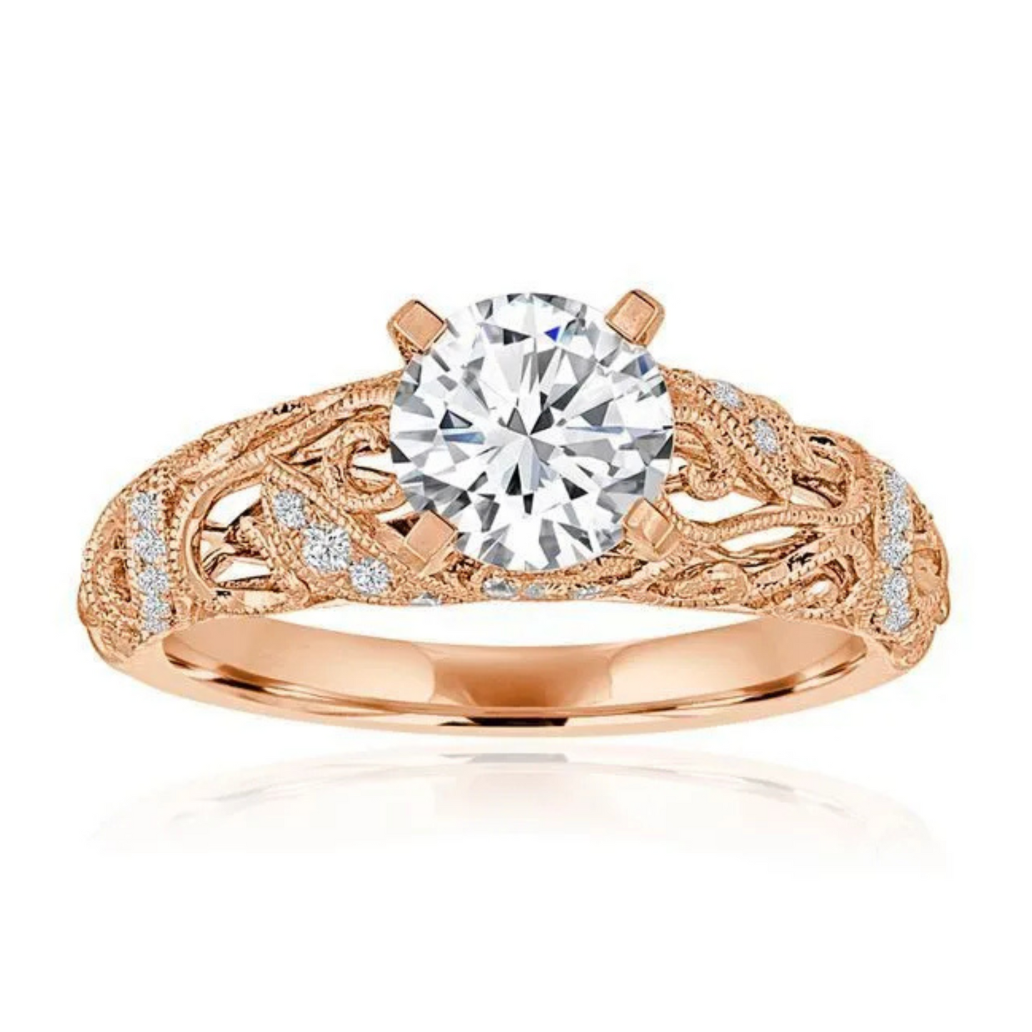 Imagine Bridal 14K Yellow Gold Round Diamond Engagement Ring 0.17ct