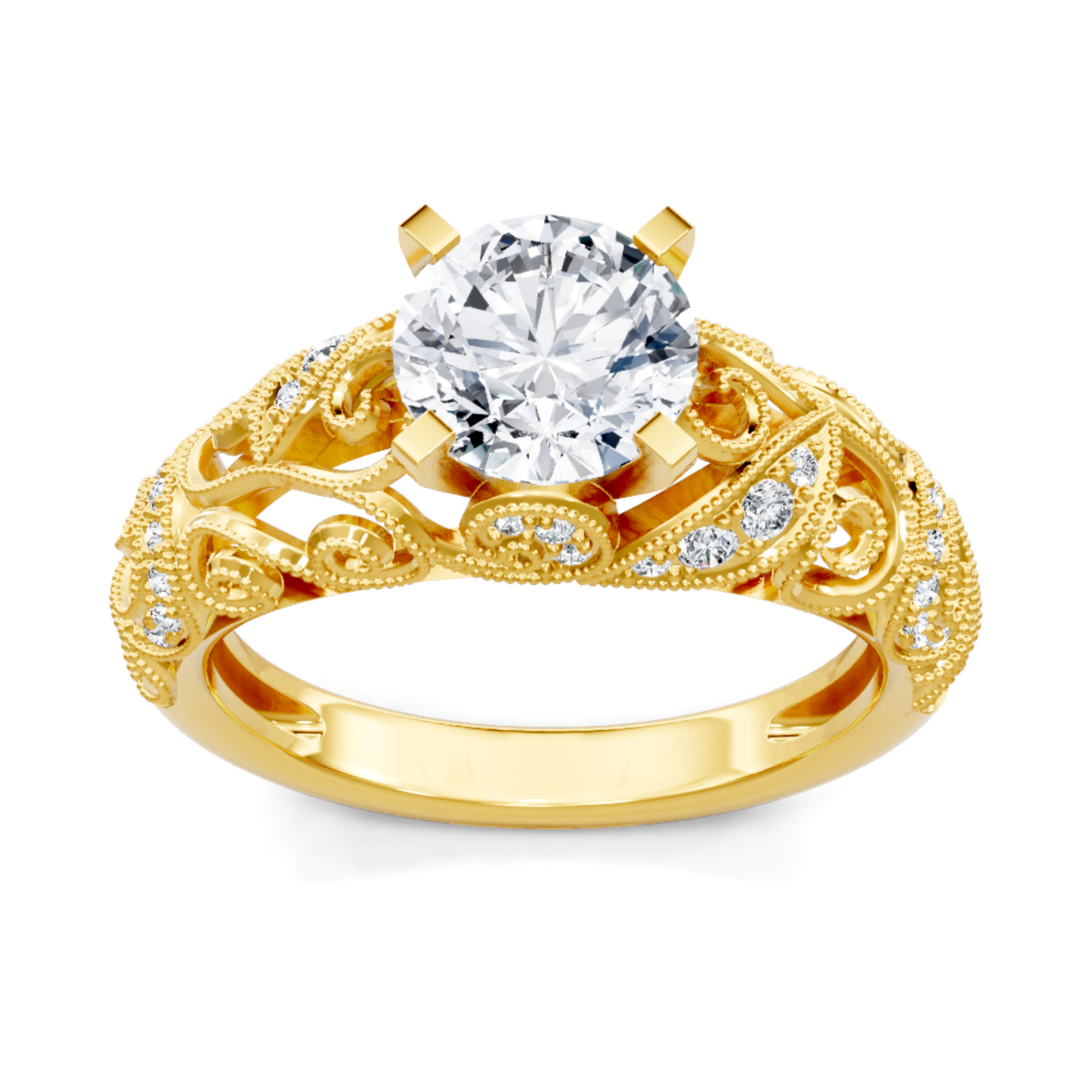 Imagine Bridal 14K Yellow Gold Round Diamond Engagement Ring 0.17ct