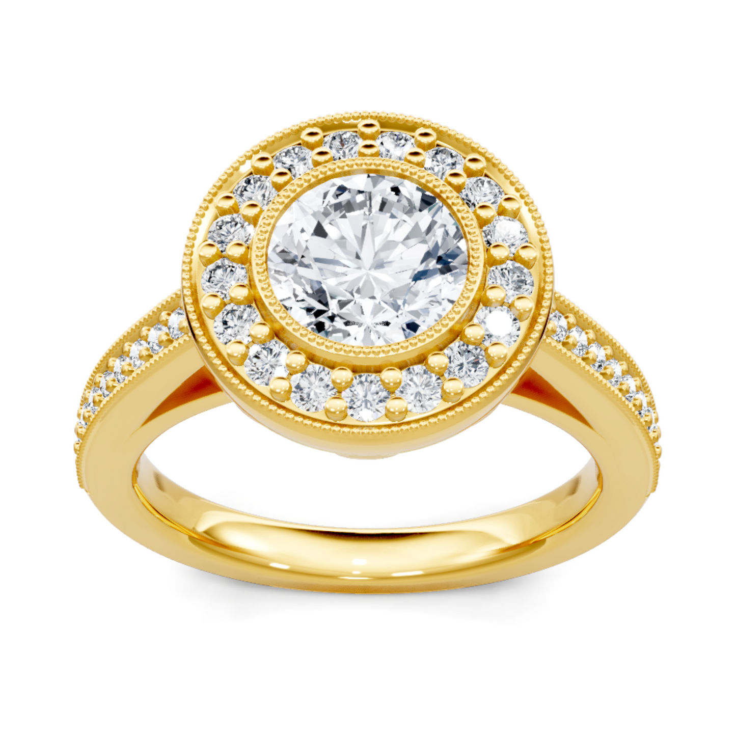 Imagine Bridal 14K Yellow Gold Round Diamond Engagement Ring 0.38ct