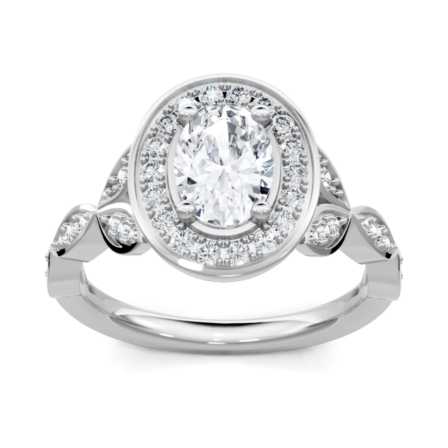 Imagine Bridal 14K White Gold Oval Diamond Engagement Ring 0.25ct