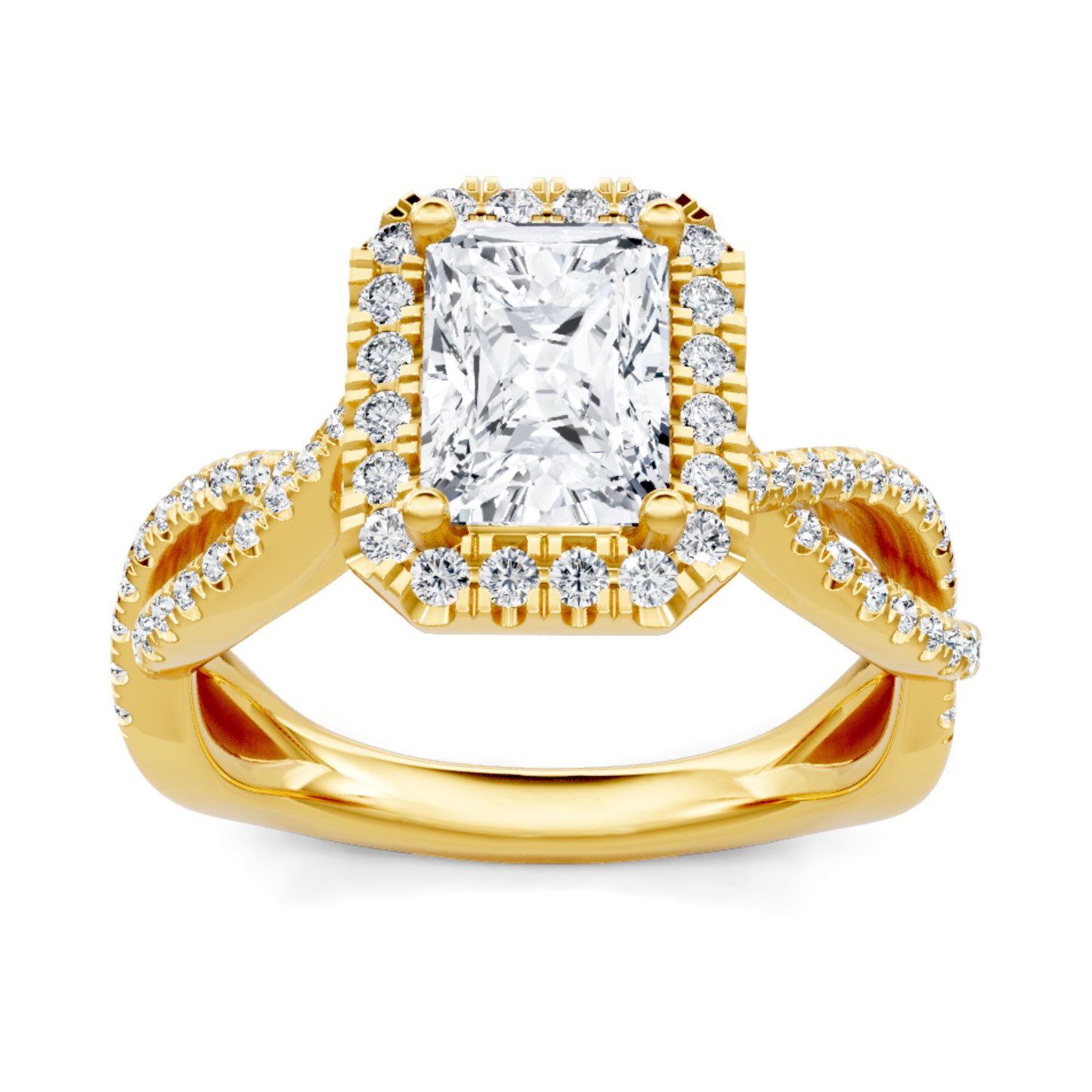 Imagine Bridal 14K Yellow Gold Emerald Diamond Engagement Ring 0.33ct