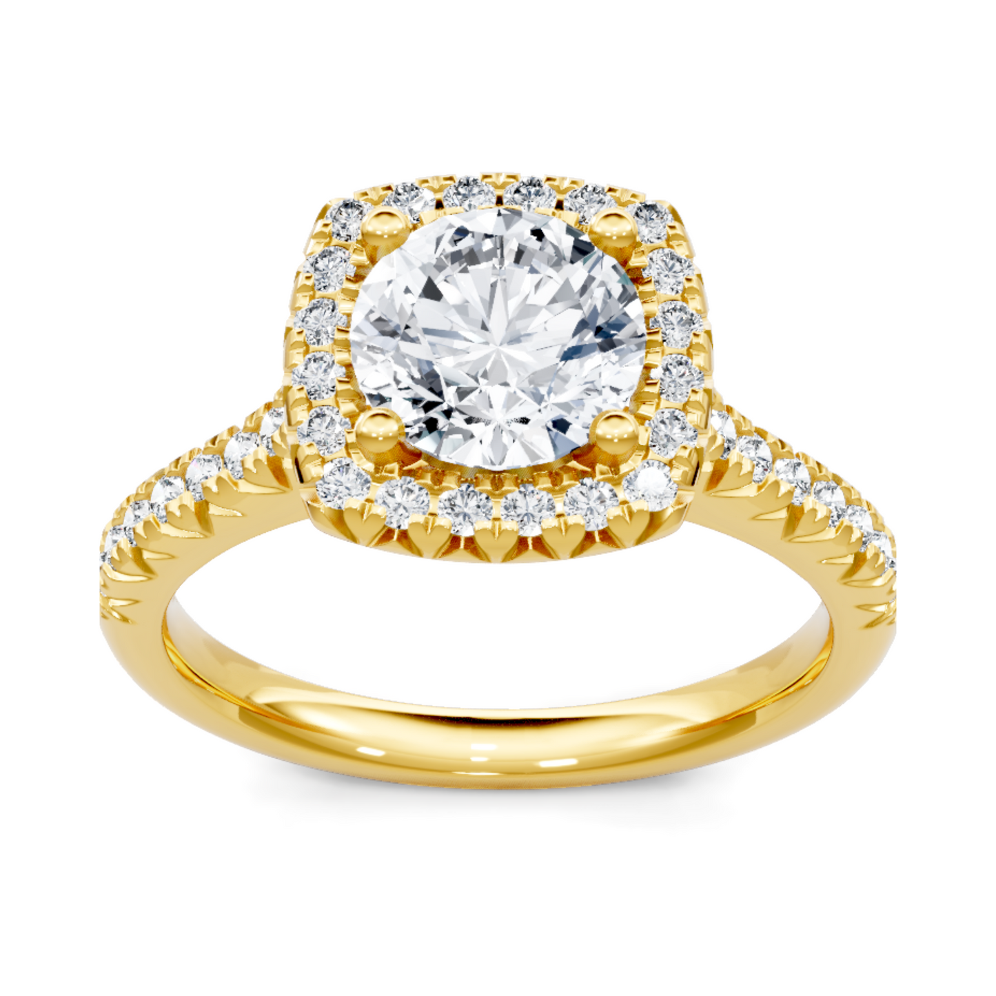 Imagine Bridal 14K Yellow Gold Cushion Diamond Engagement Ring 0.33ct