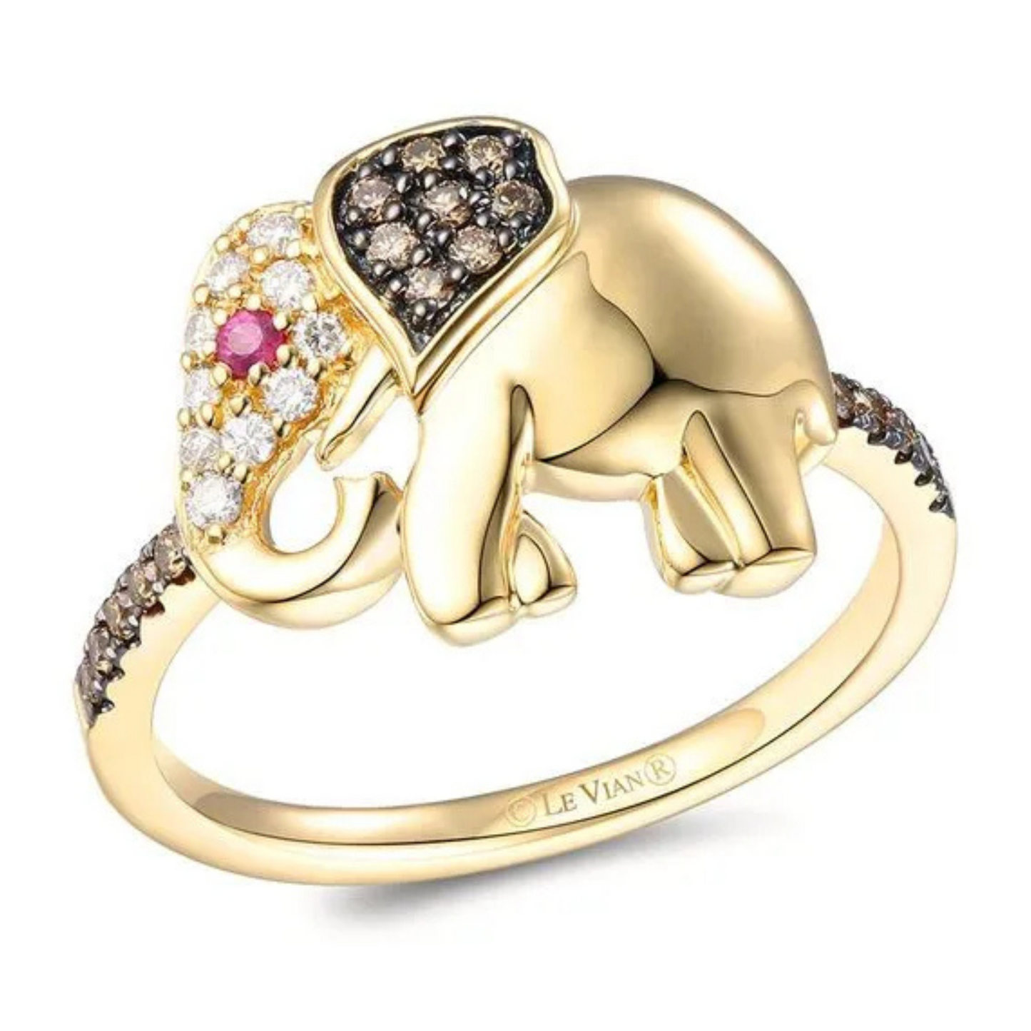 Le Vian 14K Honey Gold Passion Ruby & Diamond Ring 0.125ct