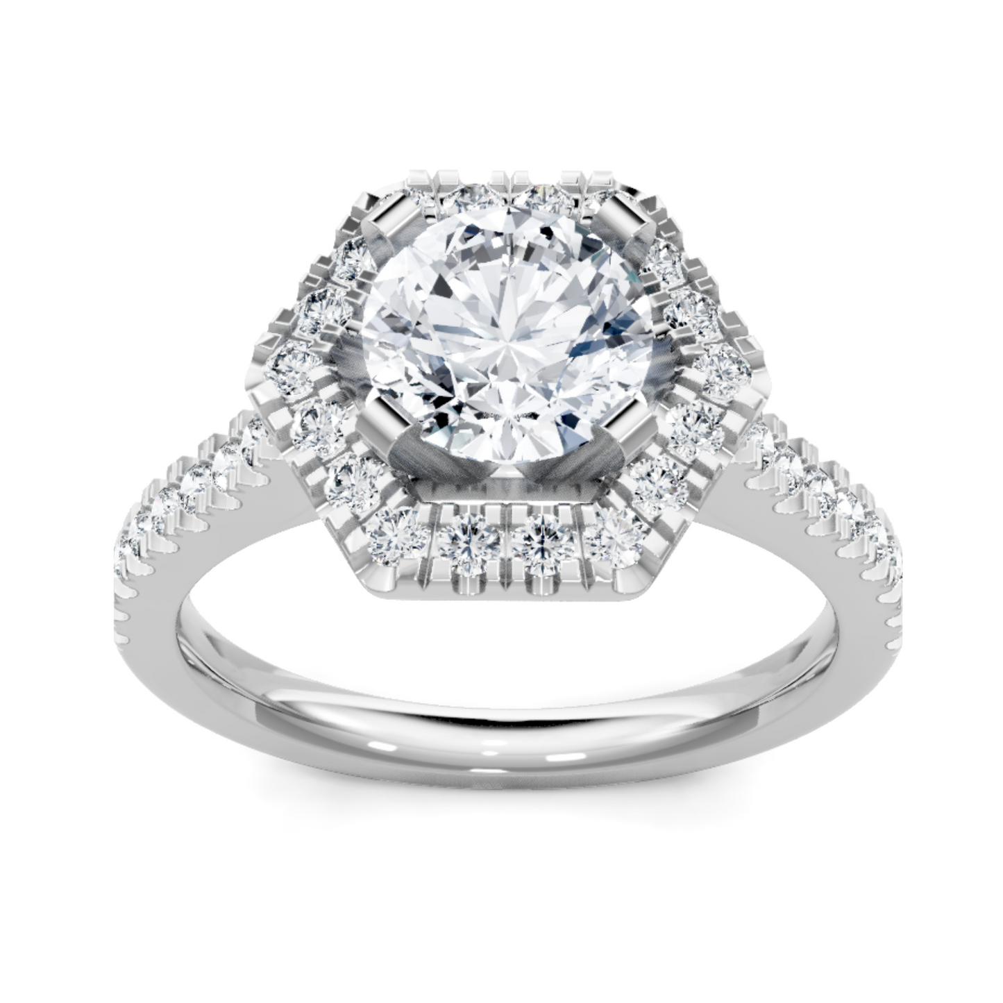 Imagine Bridal 14K White Gold Round Diamond Engagement Ring 0.40ct