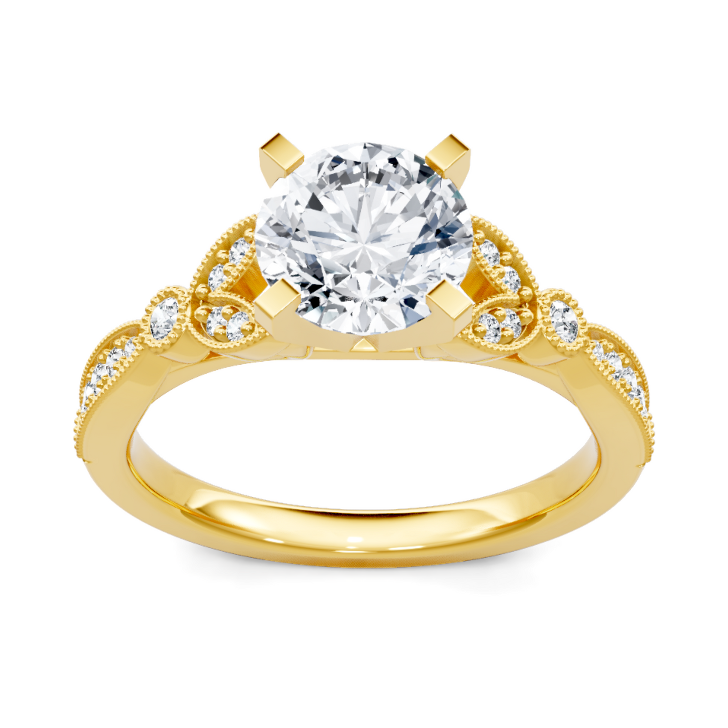 Imagine Bridal 14K Yellow Gold Round Diamond Engagement Ring 0.20ct
