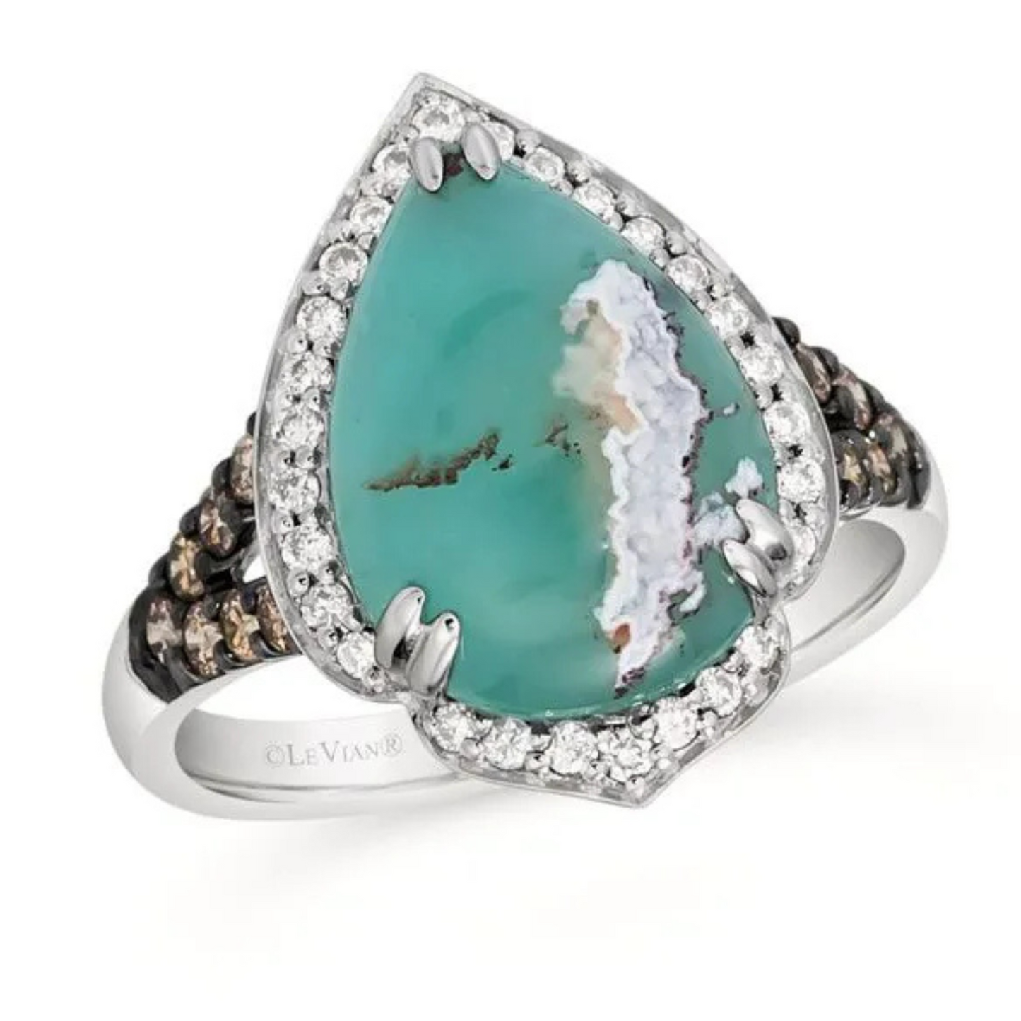 Le Vian 14K Vanilla Gold Peacock Aquaprase, Chocolate & Nude Diamond Ring 3.625ct