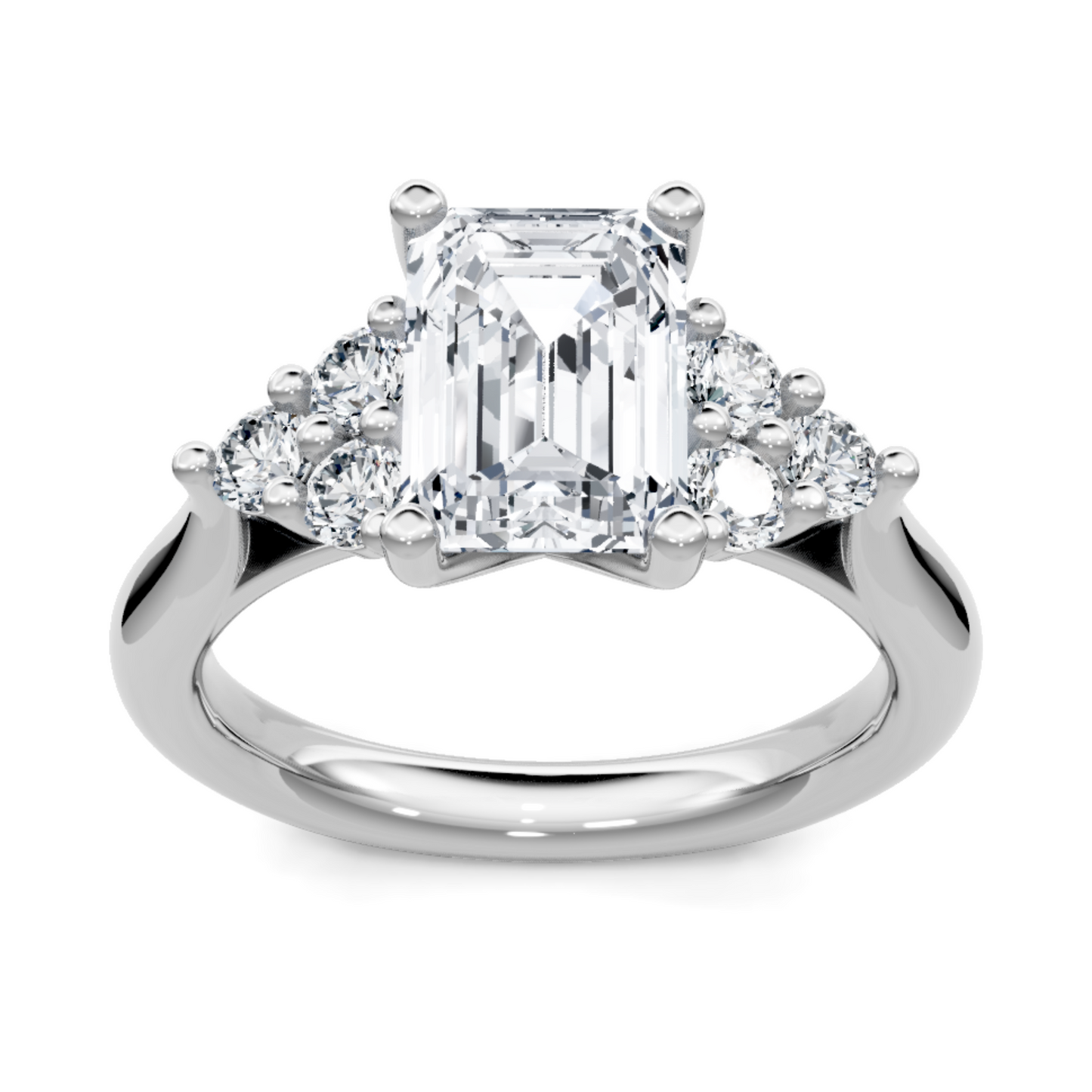 Imagine Bridal 14K White Gold Emerald Diamond Engagement Ring 0.25ct