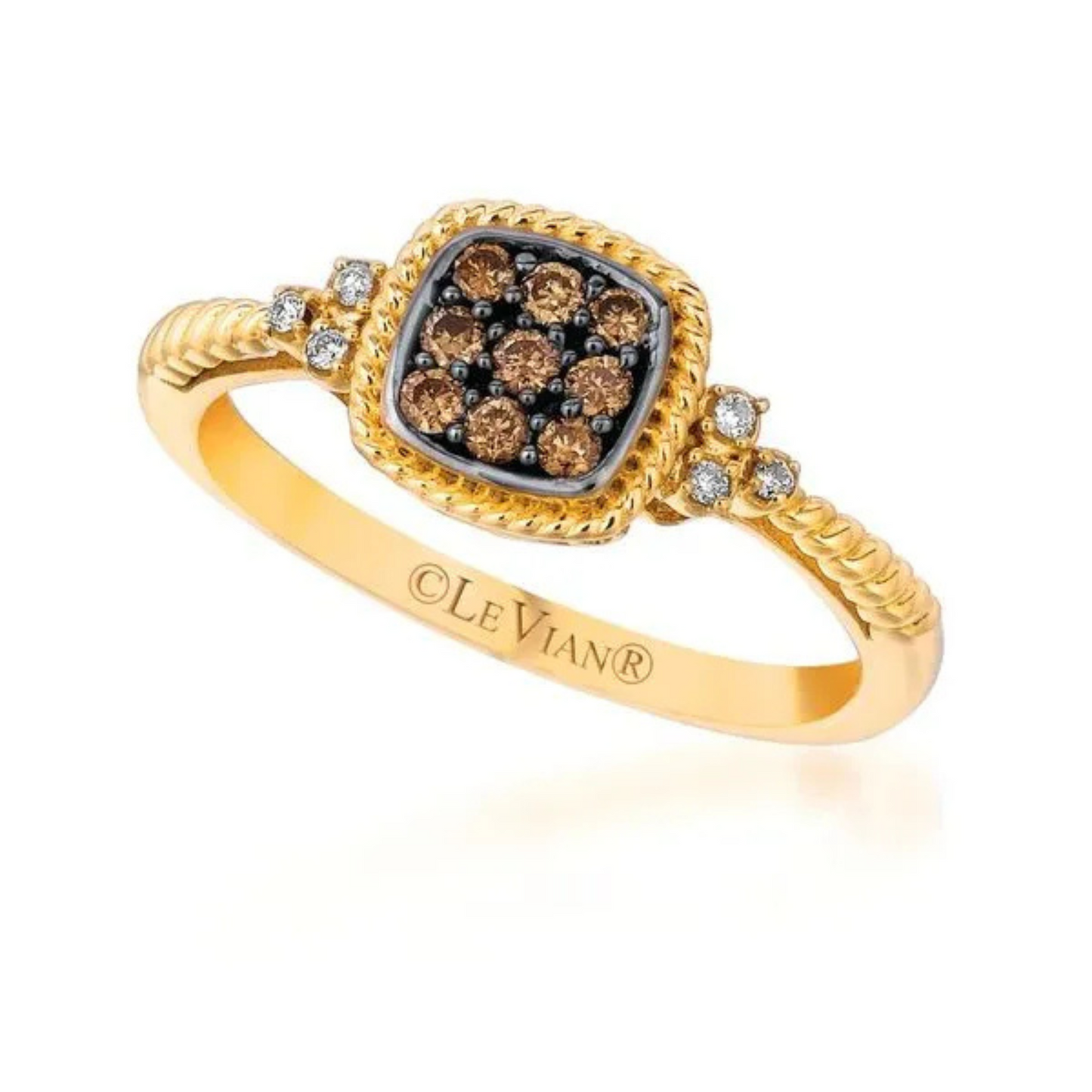 Le Vian 14K Honey Gold Petite Le Vian Chocolate & Vanilla Diamond Ring 0.167ct