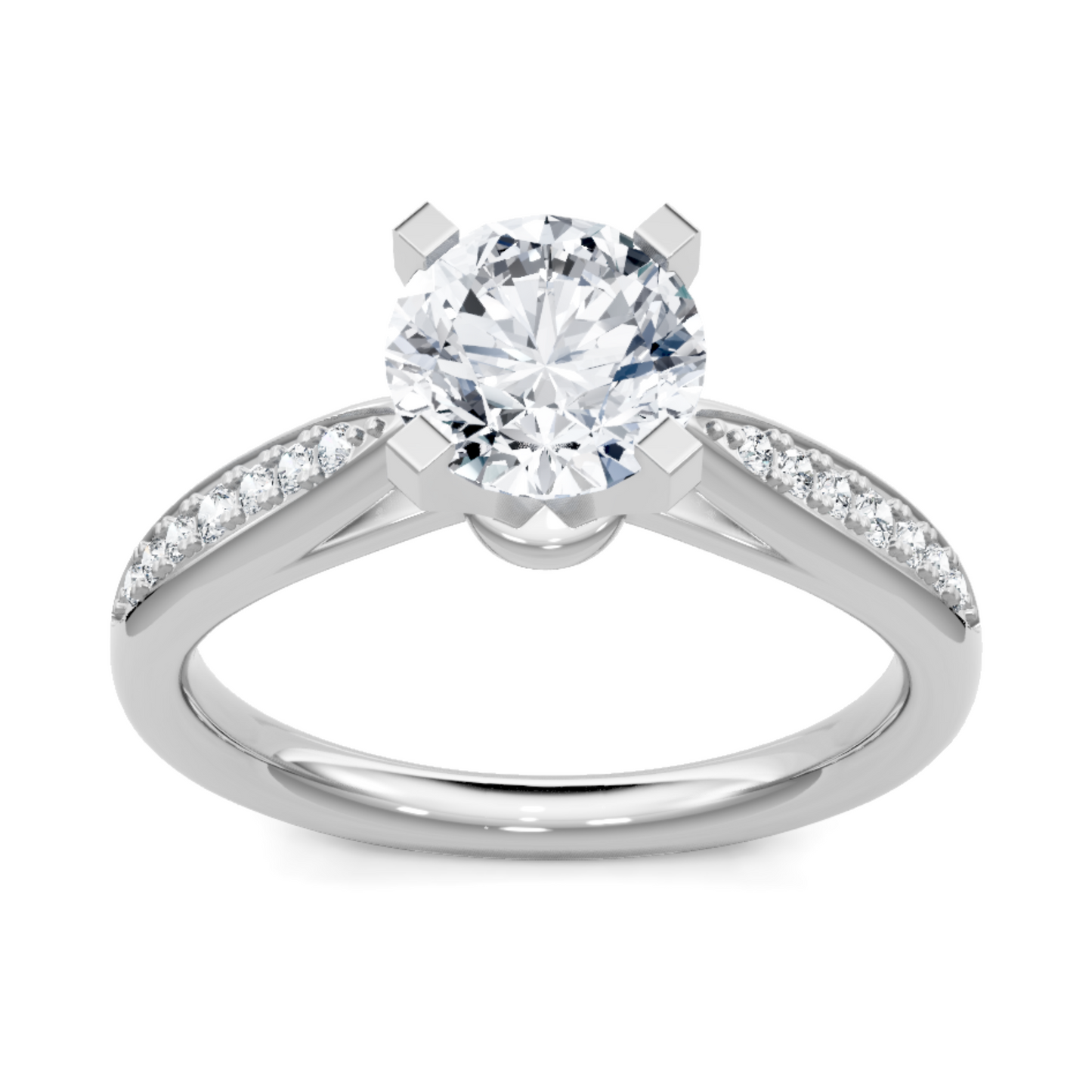 Imagine Bridal 14K White Gold Round Diamond Engagement Ring 0.10ct