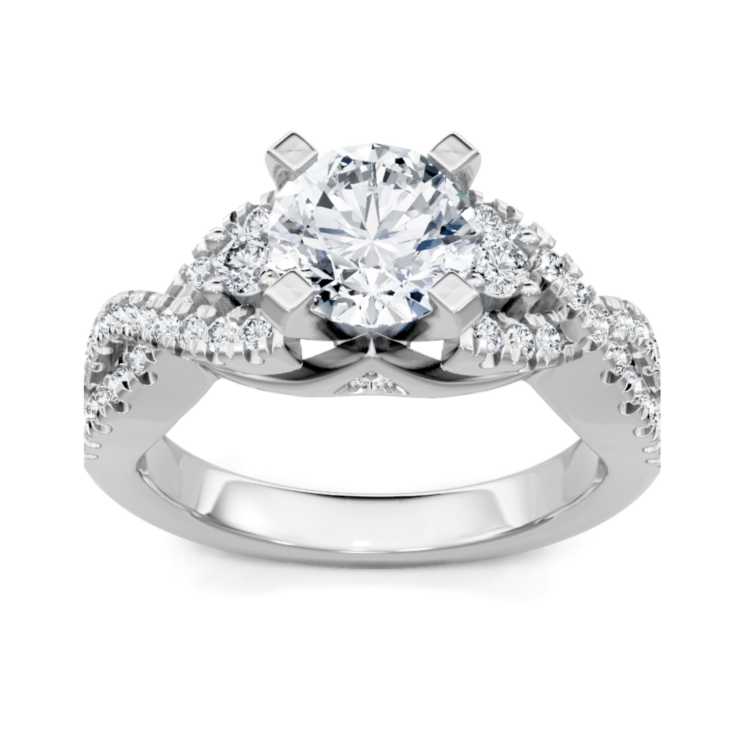 Imagine Bridal 14K White Gold Round Diamond Engagement Ring 0.38ct