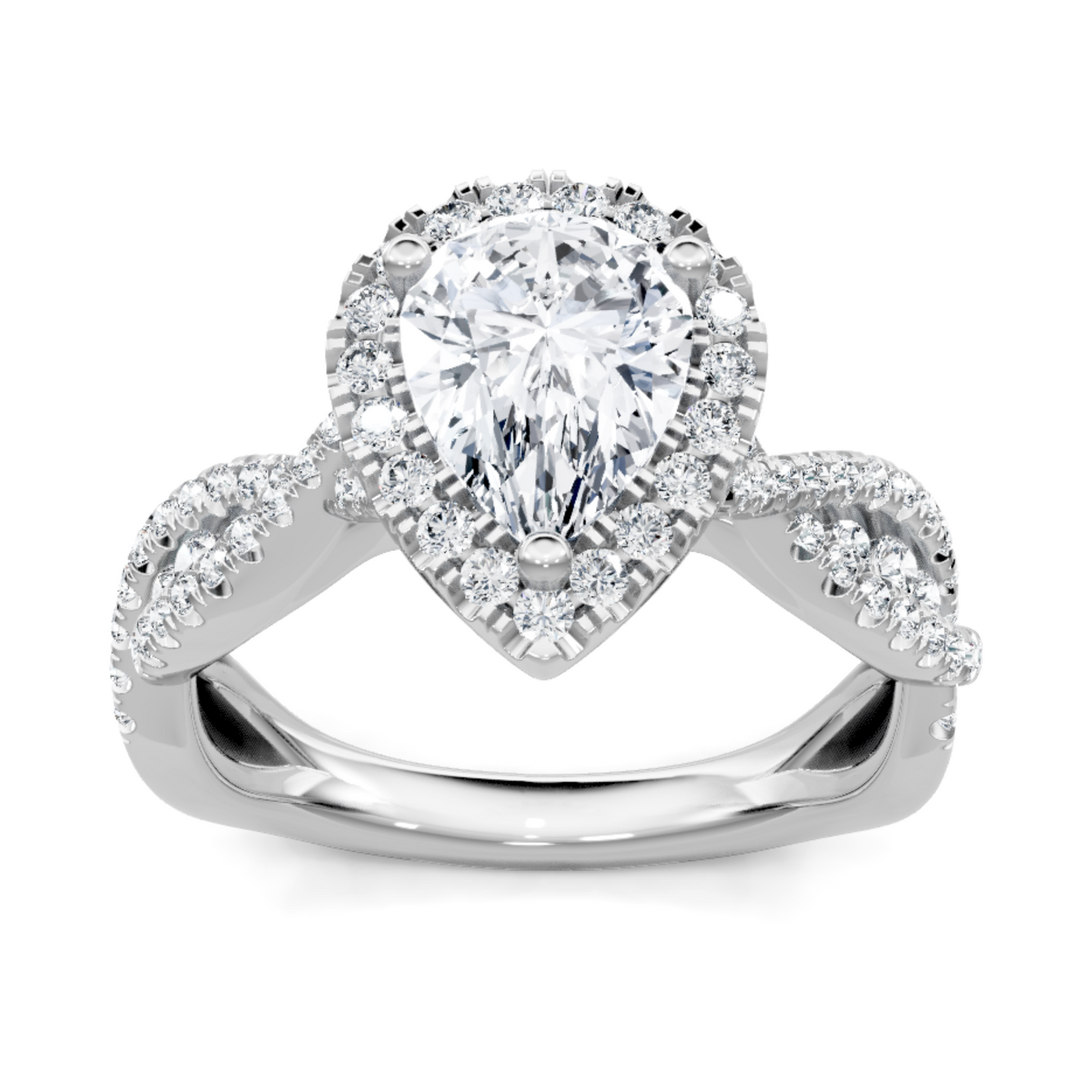 Imagine Bridal 14K White Gold Pear Diamond Engagement Ring 0.50ct