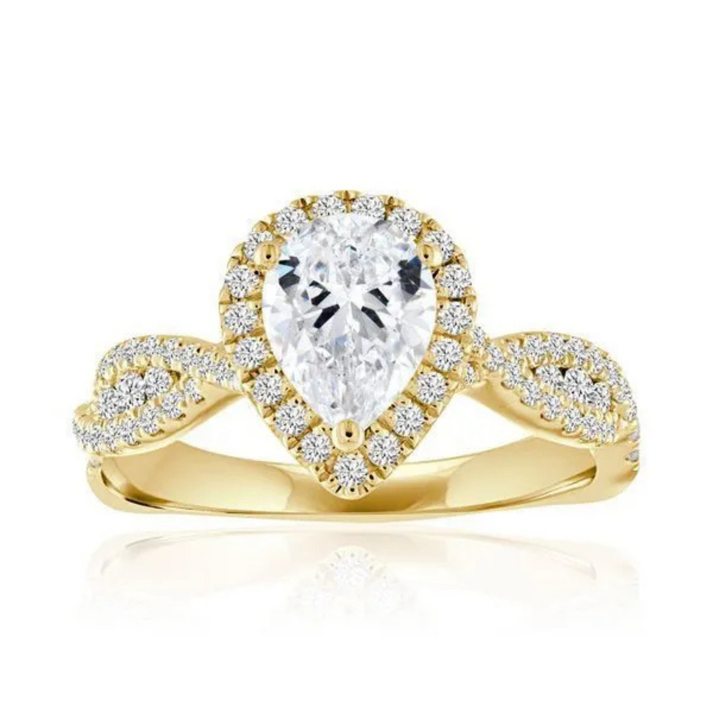 Imagine Bridal 14K White Gold Pear Diamond Engagement Ring 0.50ct
