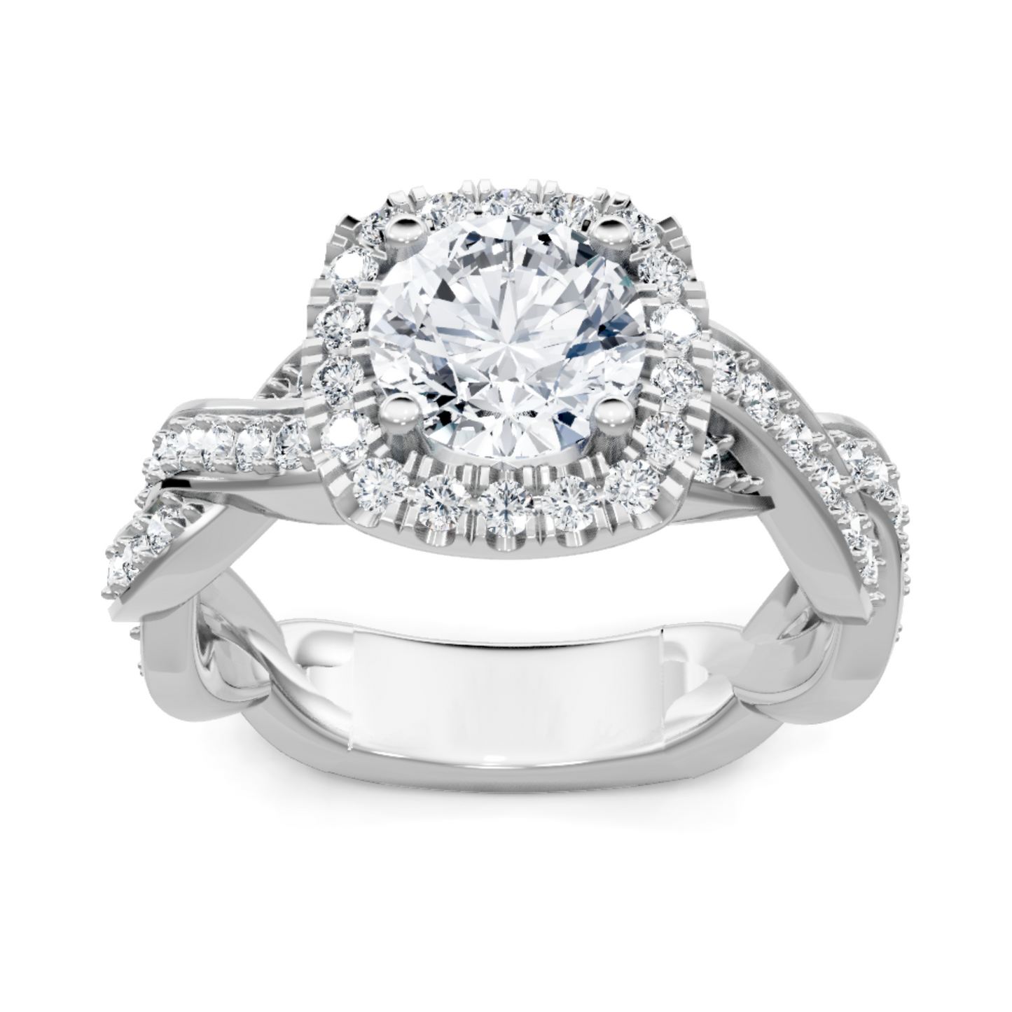 Imagine Bridal 14K White Gold Cushion Diamond Engagement Ring 0.17ct