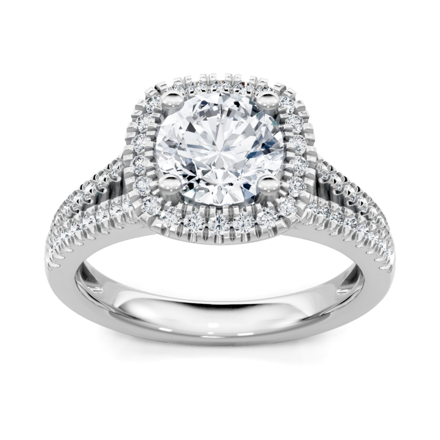 Imagine Bridal 14K White Gold Cushion Diamond Engagement Ring 0.38ct